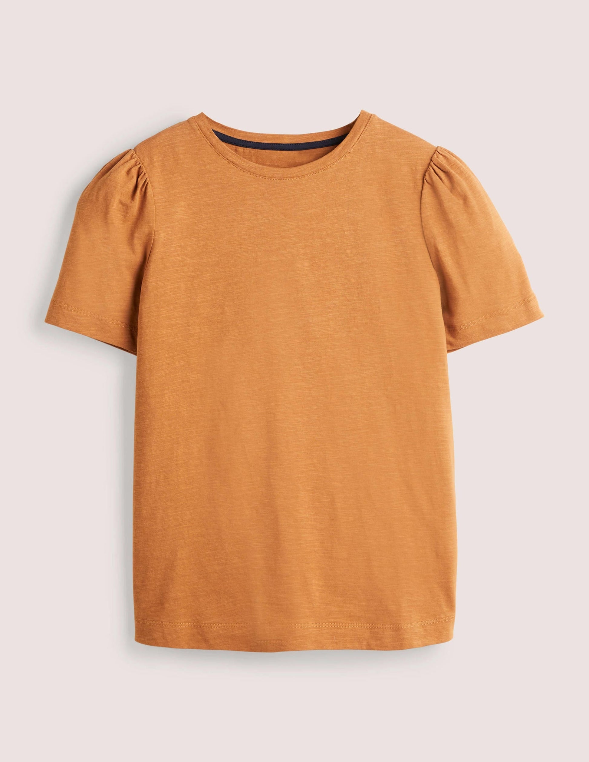 Puff Sleeve Cotton T-Shirt-Butterscotch Brown-5