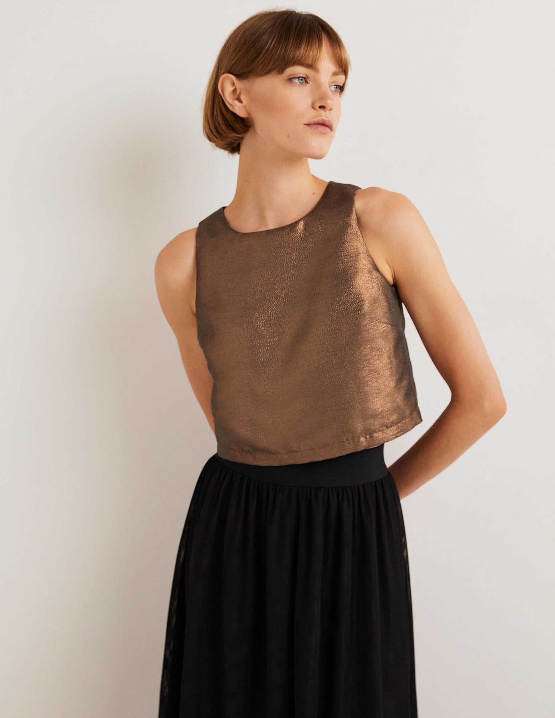 Scarlett Cropped Top-Bronze Lurex-2