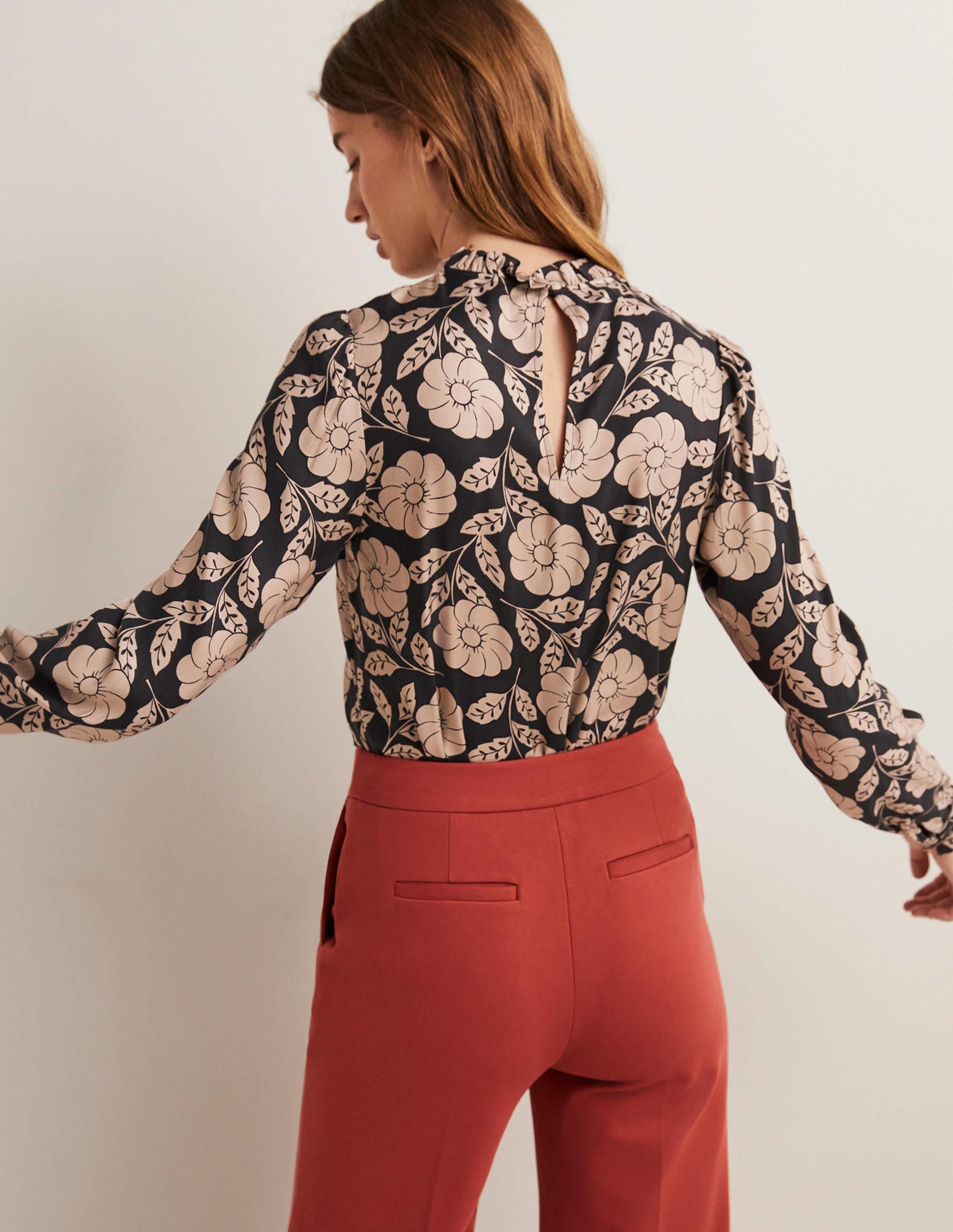 High Neck Ruffle Top-Black, Botannica-3