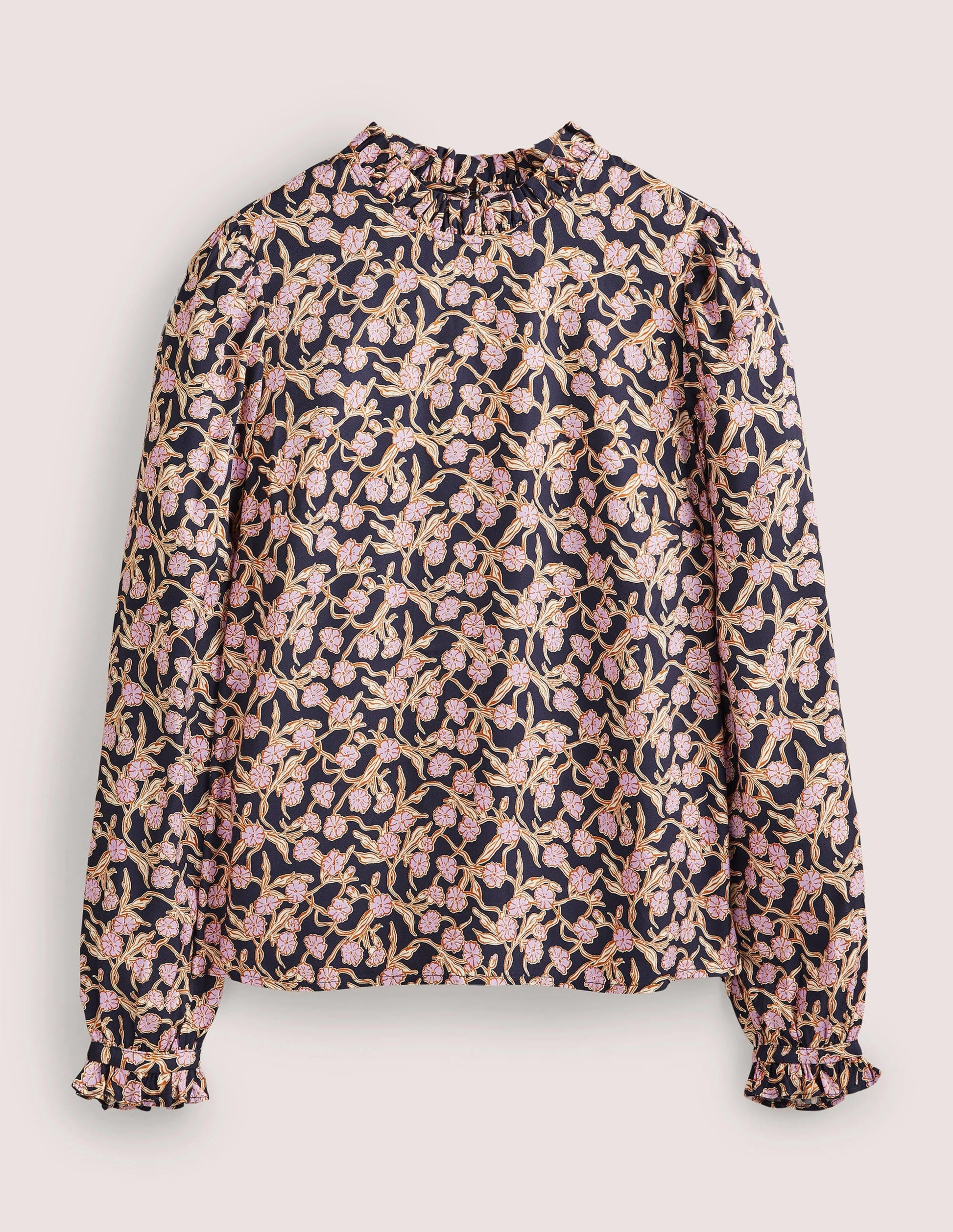 High Neck Ruffle Top-Multi, Petal Vine-6