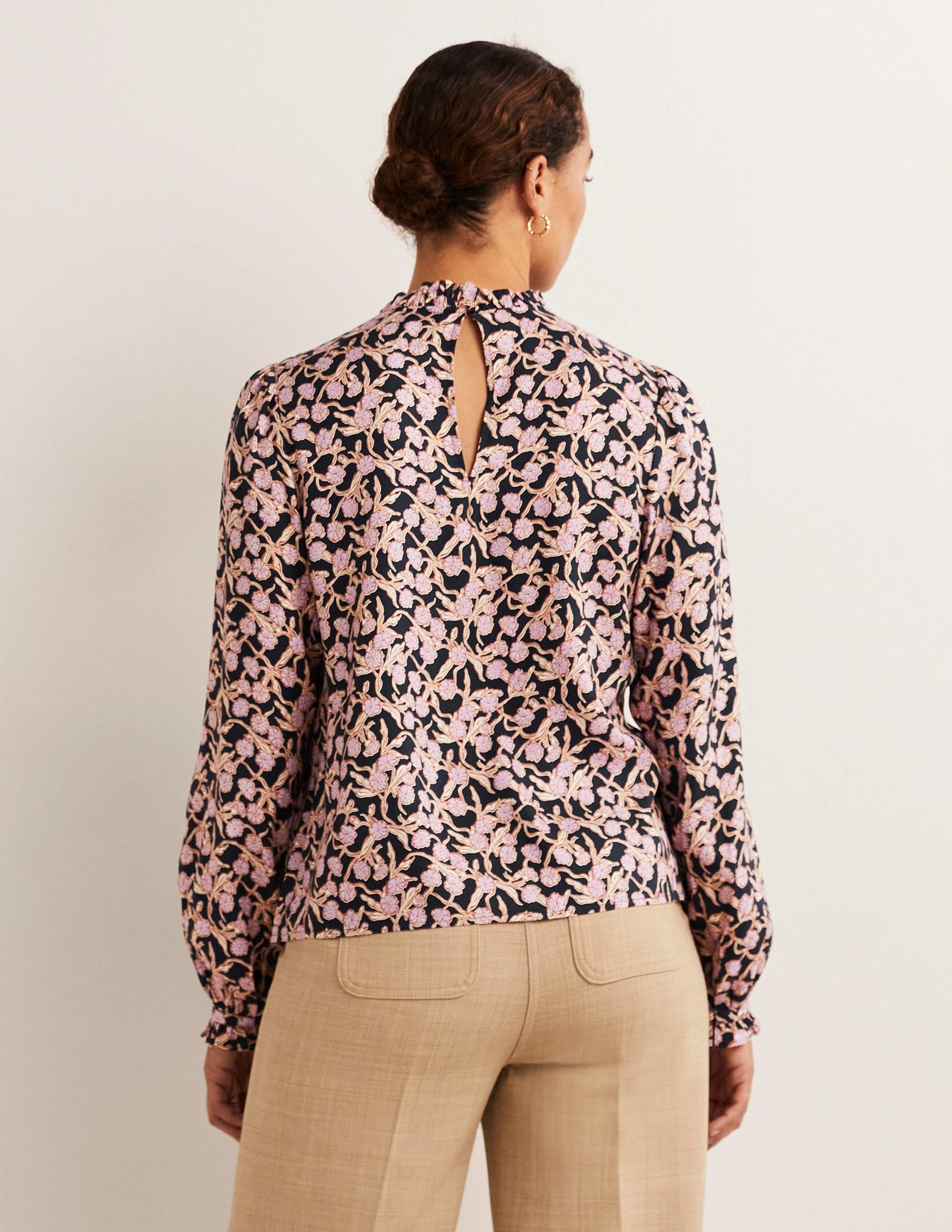 High Neck Ruffle Top-Multi, Petal Vine - Image 3