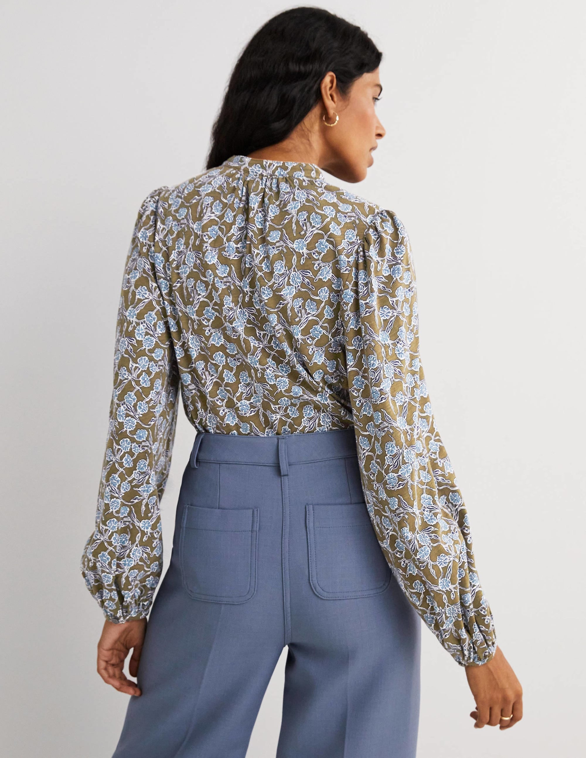 Deep Sleeve Jersey Shirt-Basil, Petal Vine - Image 3
