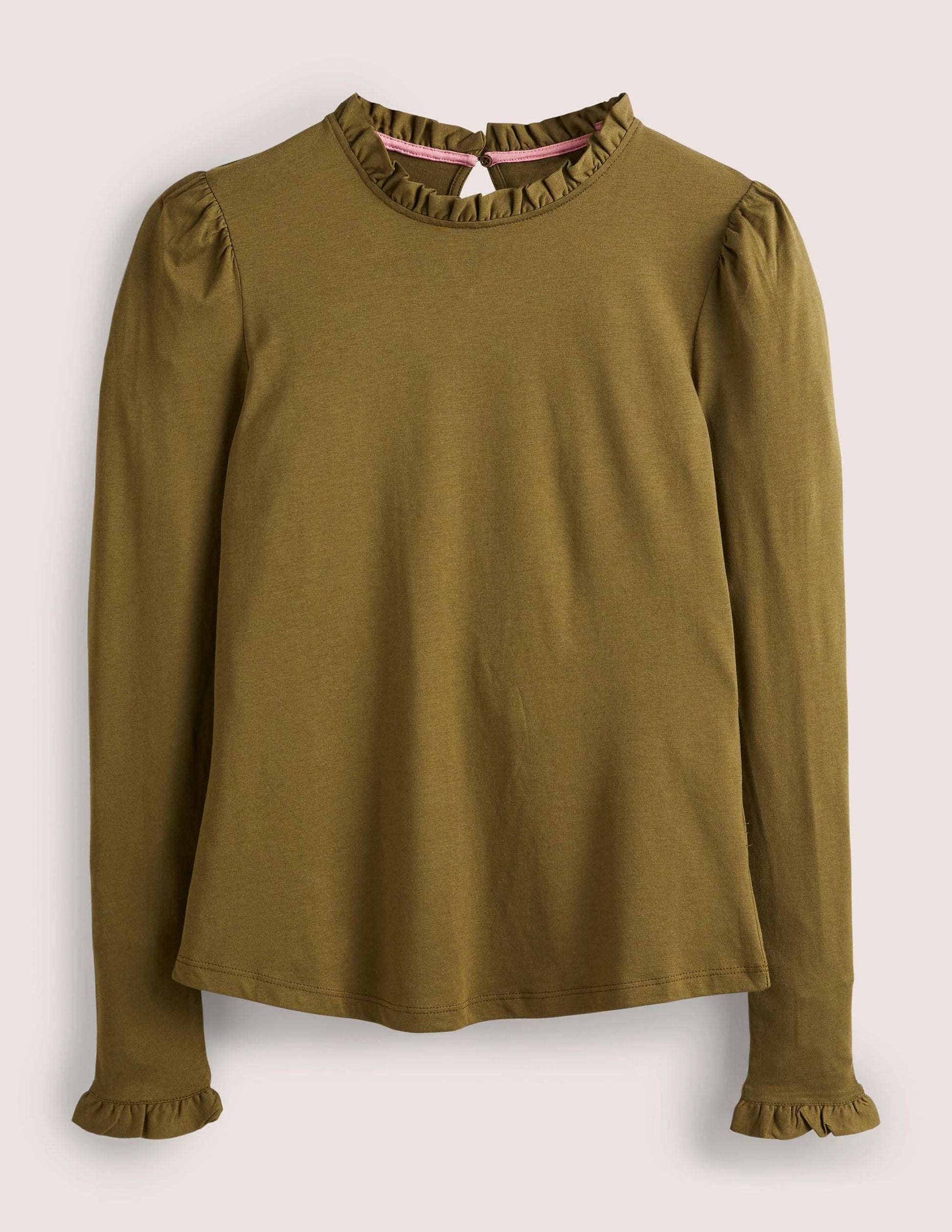 Supersoft Frill Detail Top-Basil-6