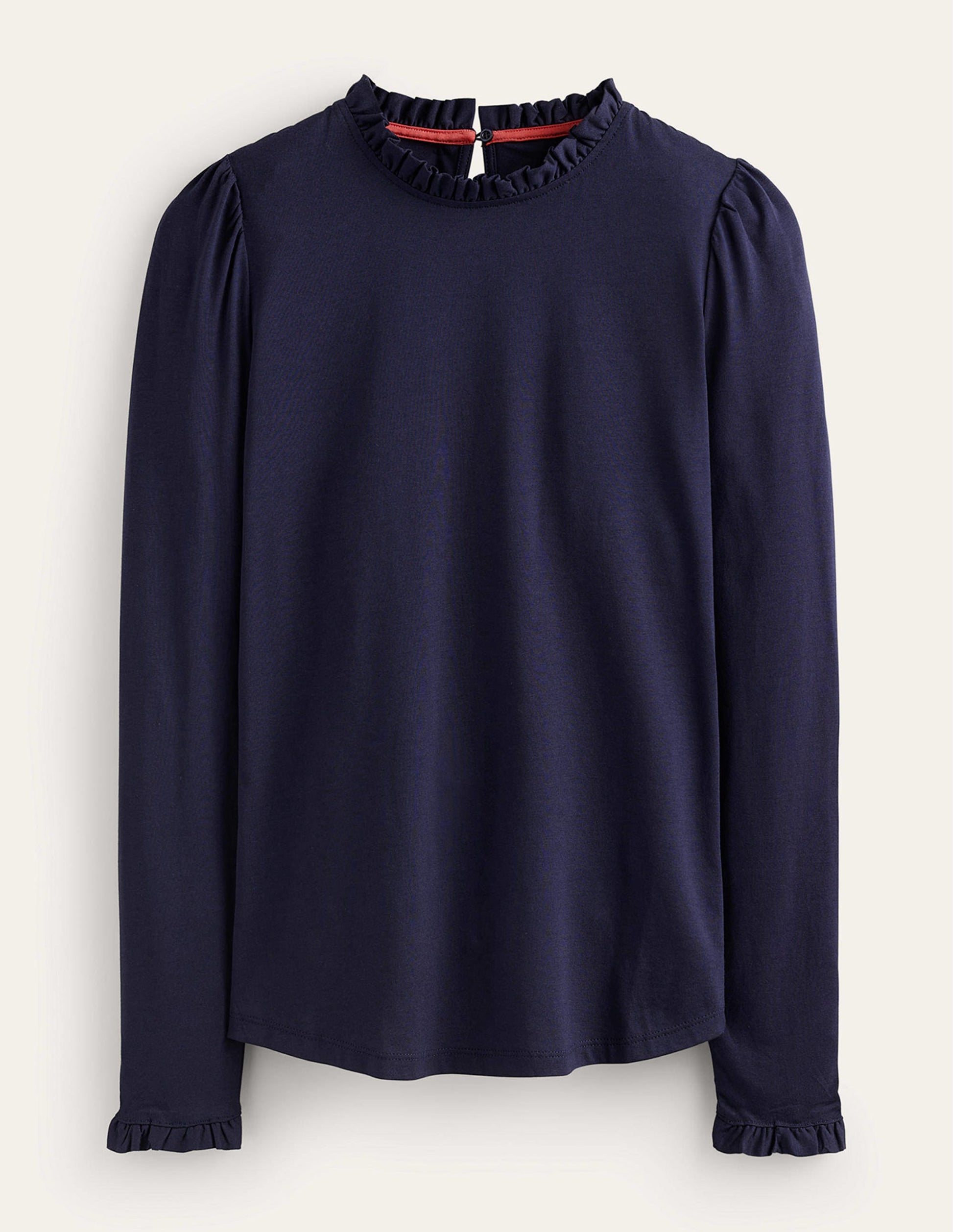 Supersoft Frill Detail Top-Navy-6