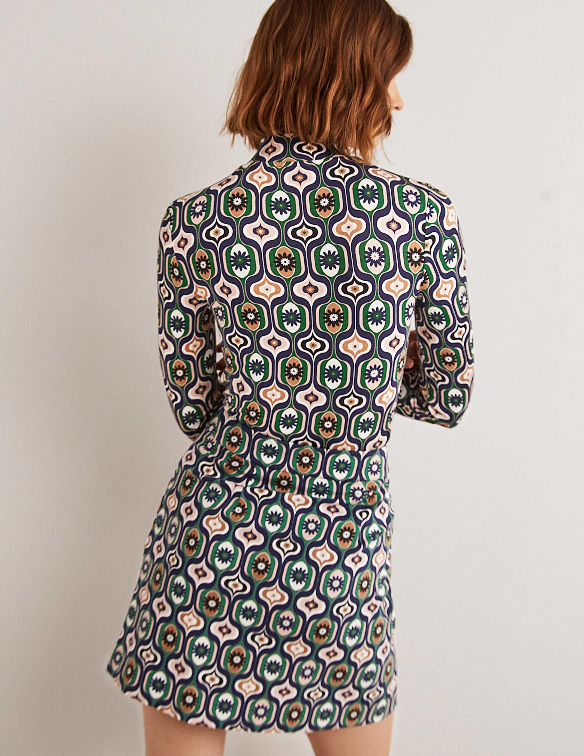 Jersey High Neck Top-Multi, Geo Swirl-4