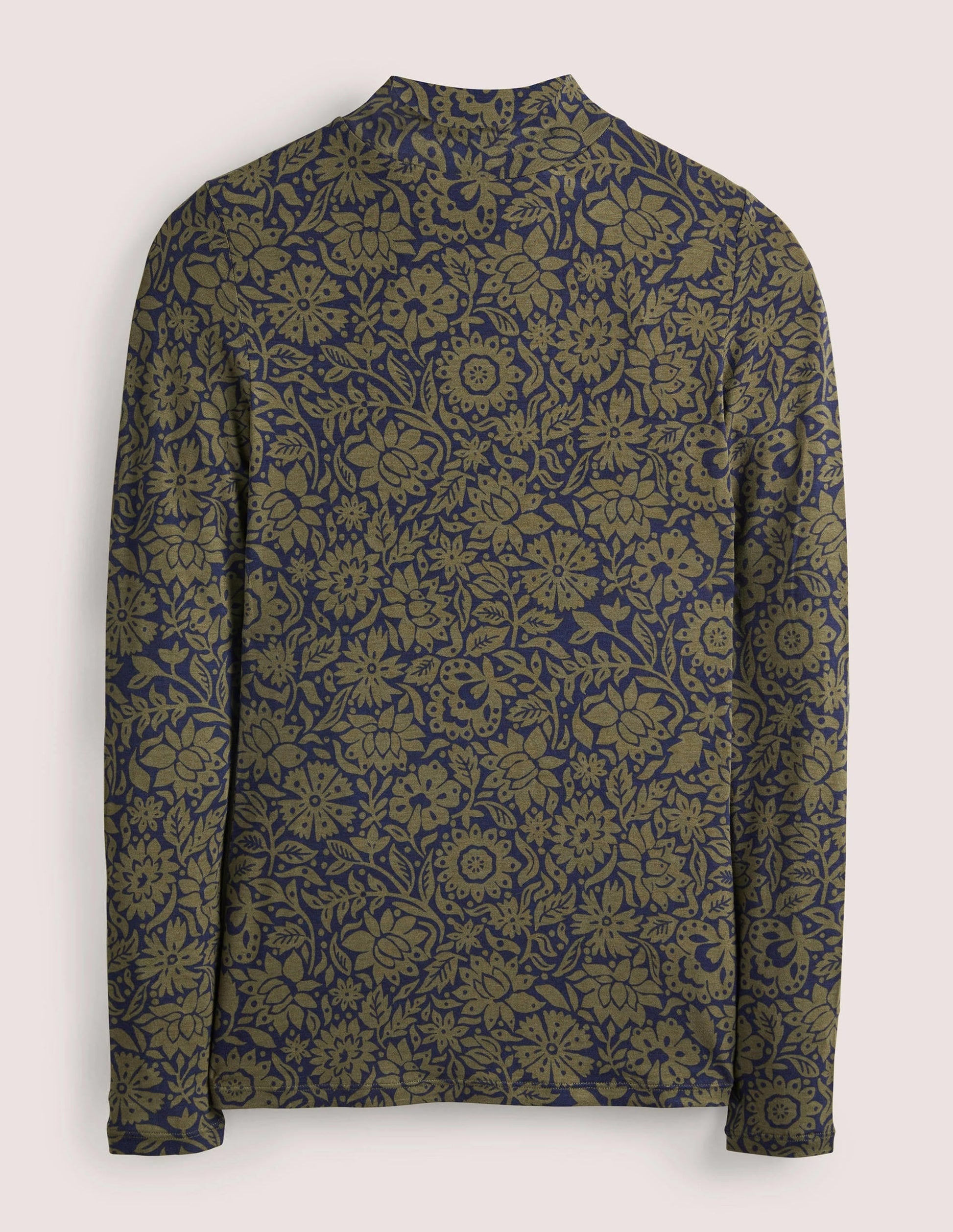 Jersey High Neck Top-Basil, Foliage Bloom-5