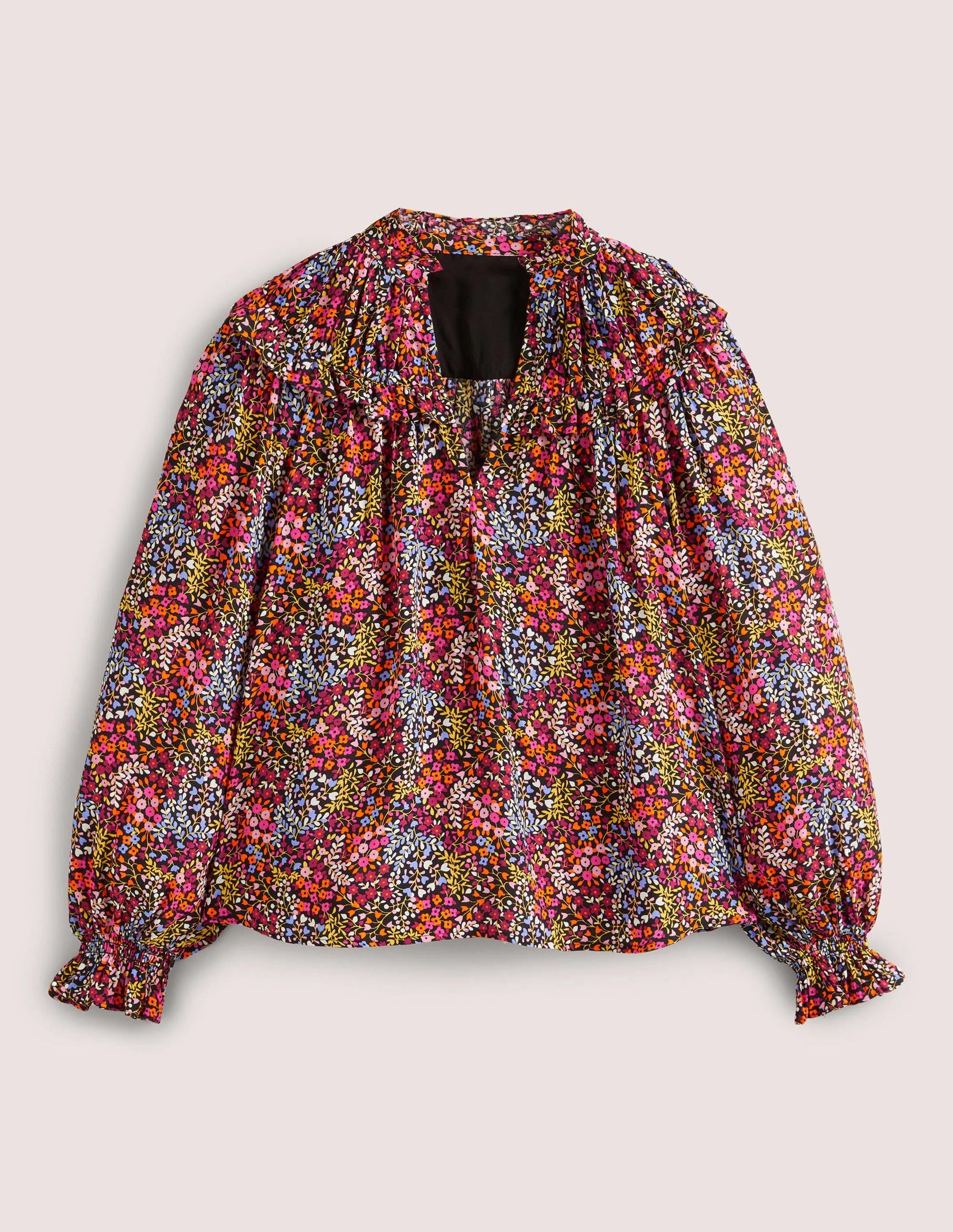 Ruffle Collar Statement Top-Multi, Ditsy Garden-6
