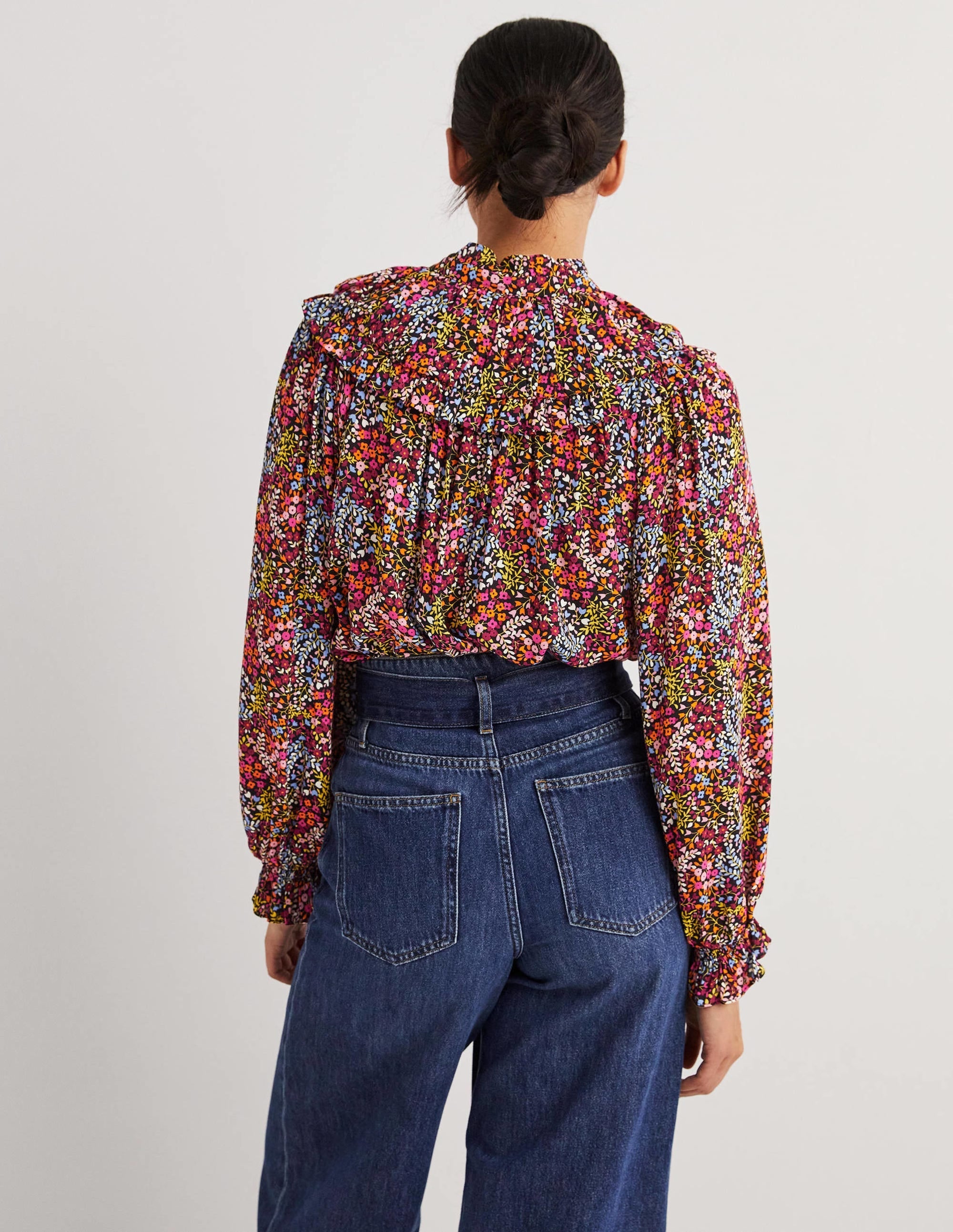 Ruffle Collar Statement Top-Multi, Ditsy Garden - Image 3