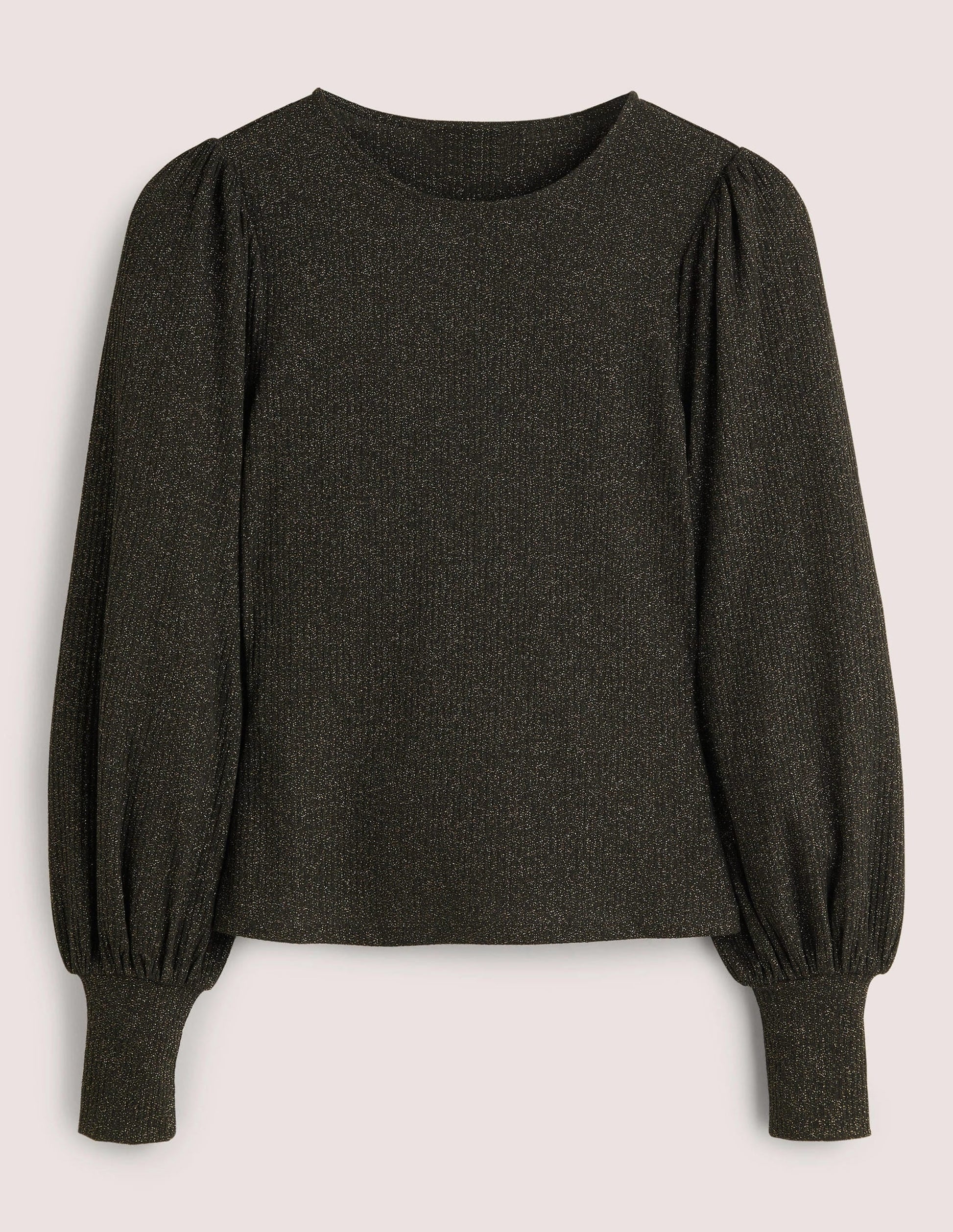 Metallic Blouson Sleeve Top-Black/Gold Sparkle-6