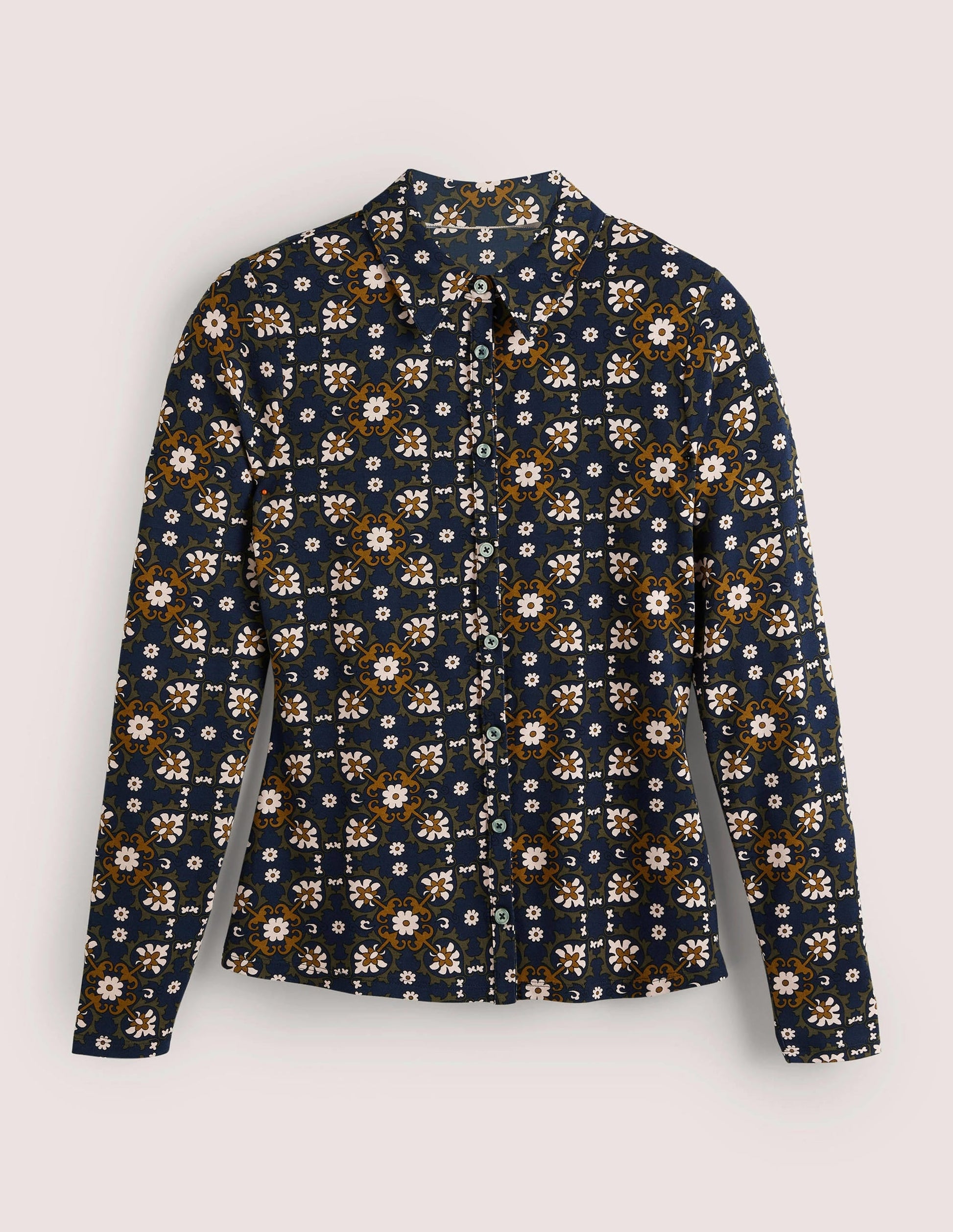 Fitted Jersey Shirt-Basil Bloom Tile-6