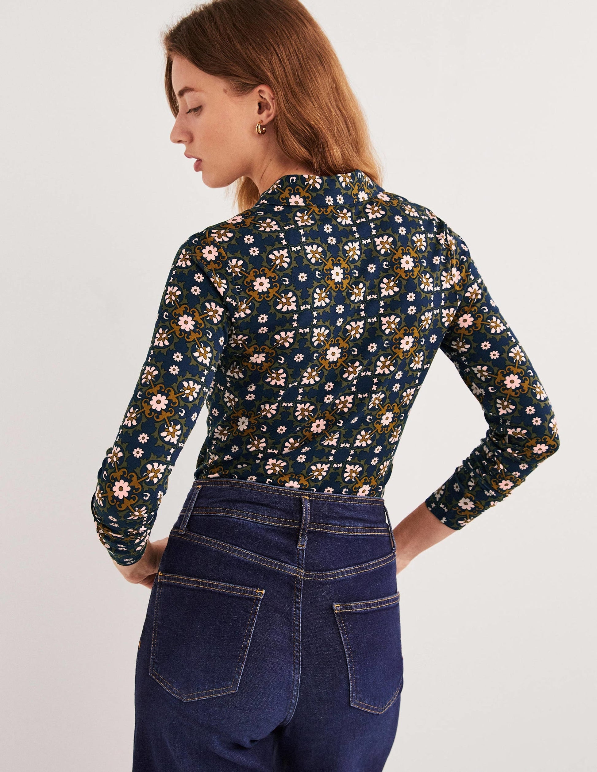 Fitted Jersey Shirt-Basil Bloom Tile-3