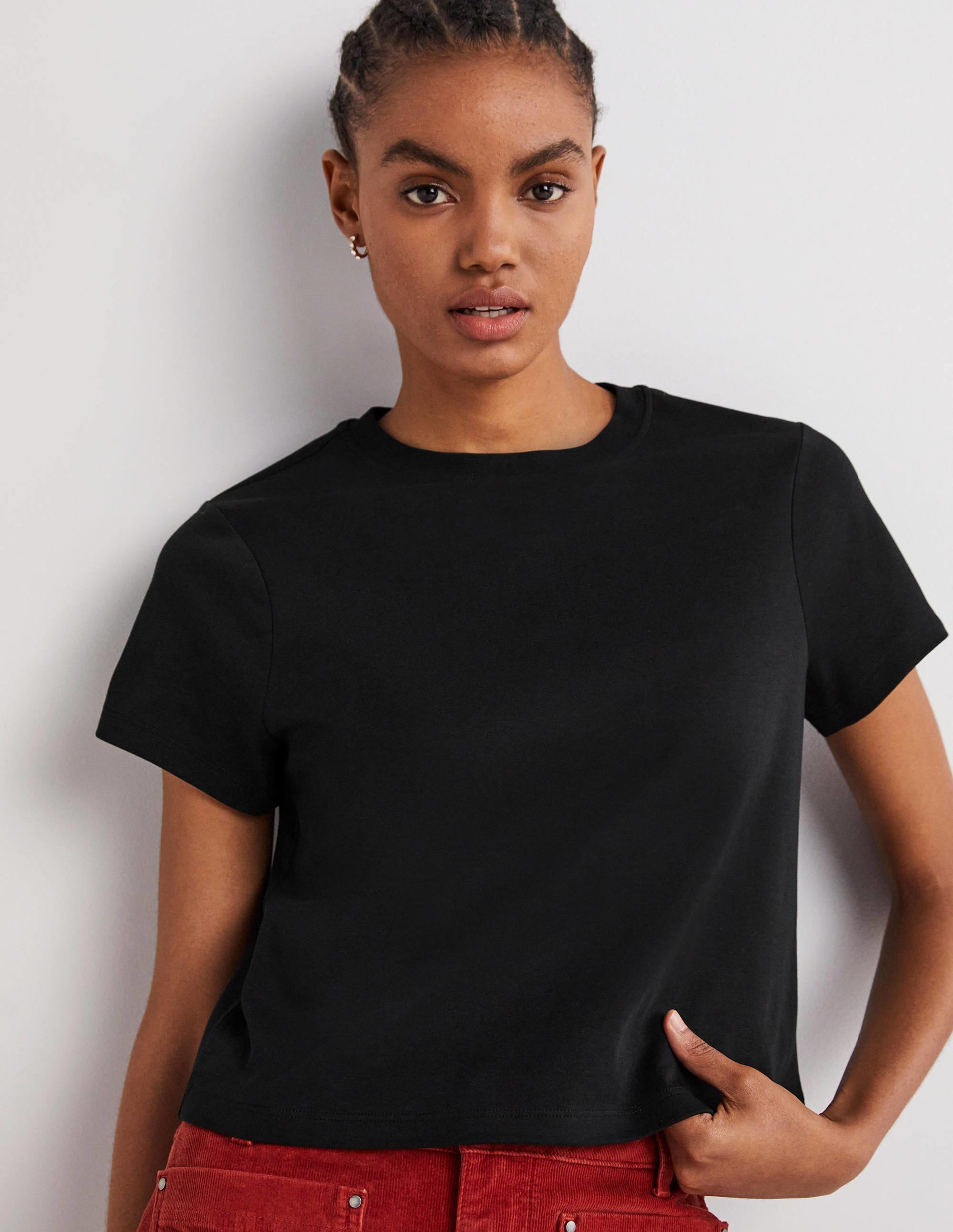 Perfect Cotton Cropped T-Shirt-Black - Image 5