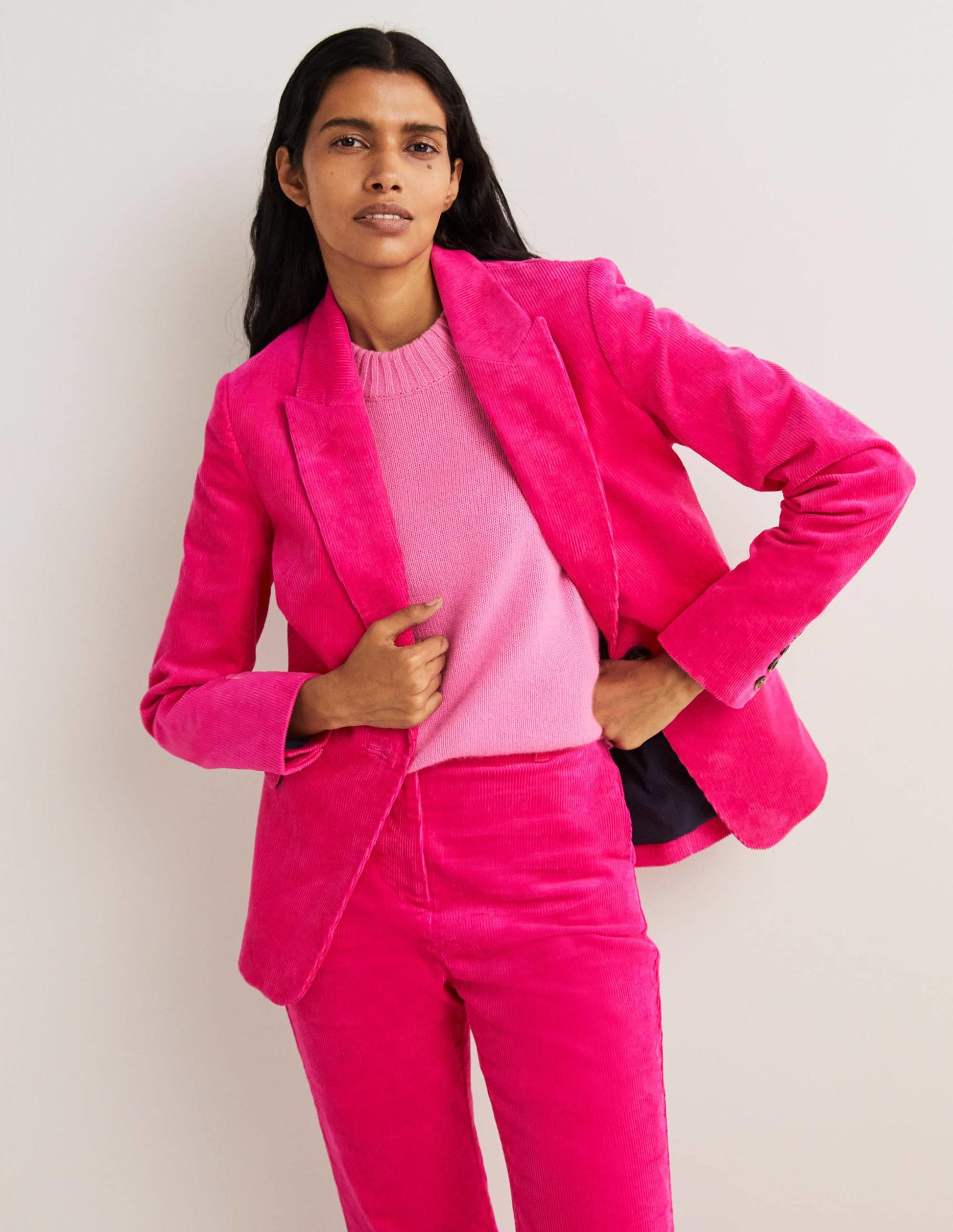 Fitted Corduroy Blazer-Wild Watermelon Pink-1