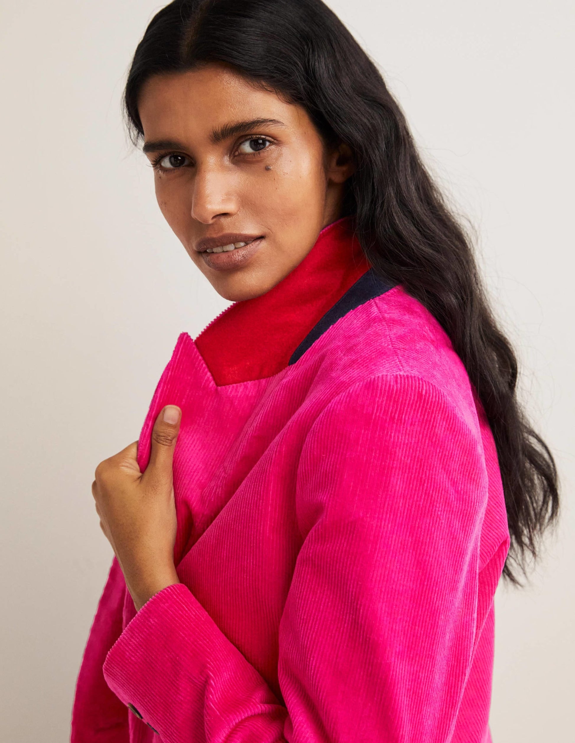 Fitted Corduroy Blazer-Wild Watermelon Pink-2