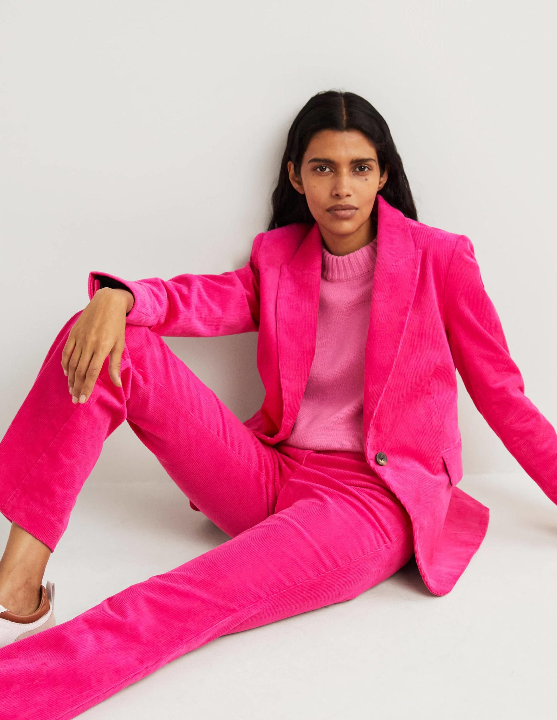Fitted Corduroy Blazer-Wild Watermelon Pink-4