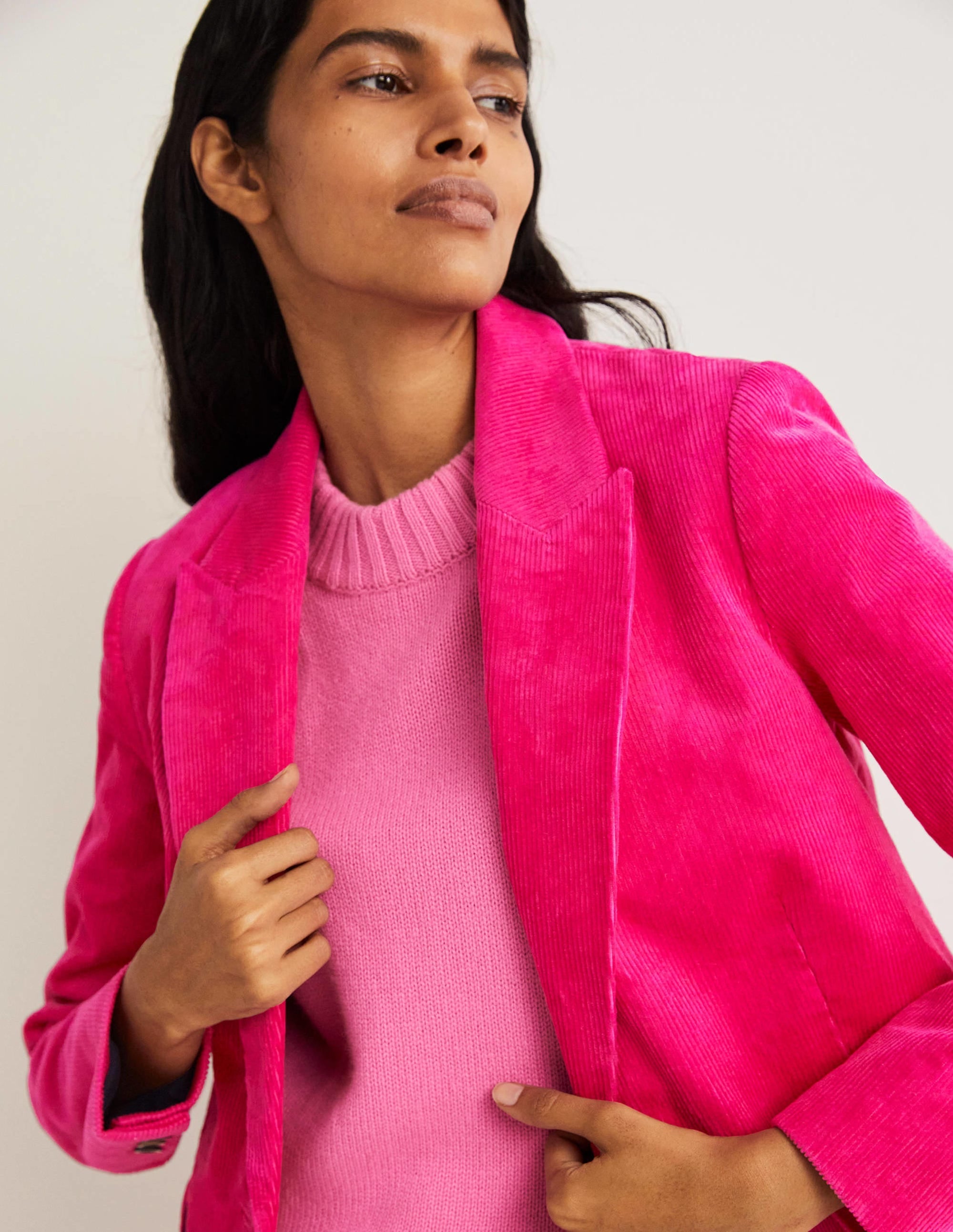 Fitted Corduroy Blazer-Wild Watermelon Pink - Image 5