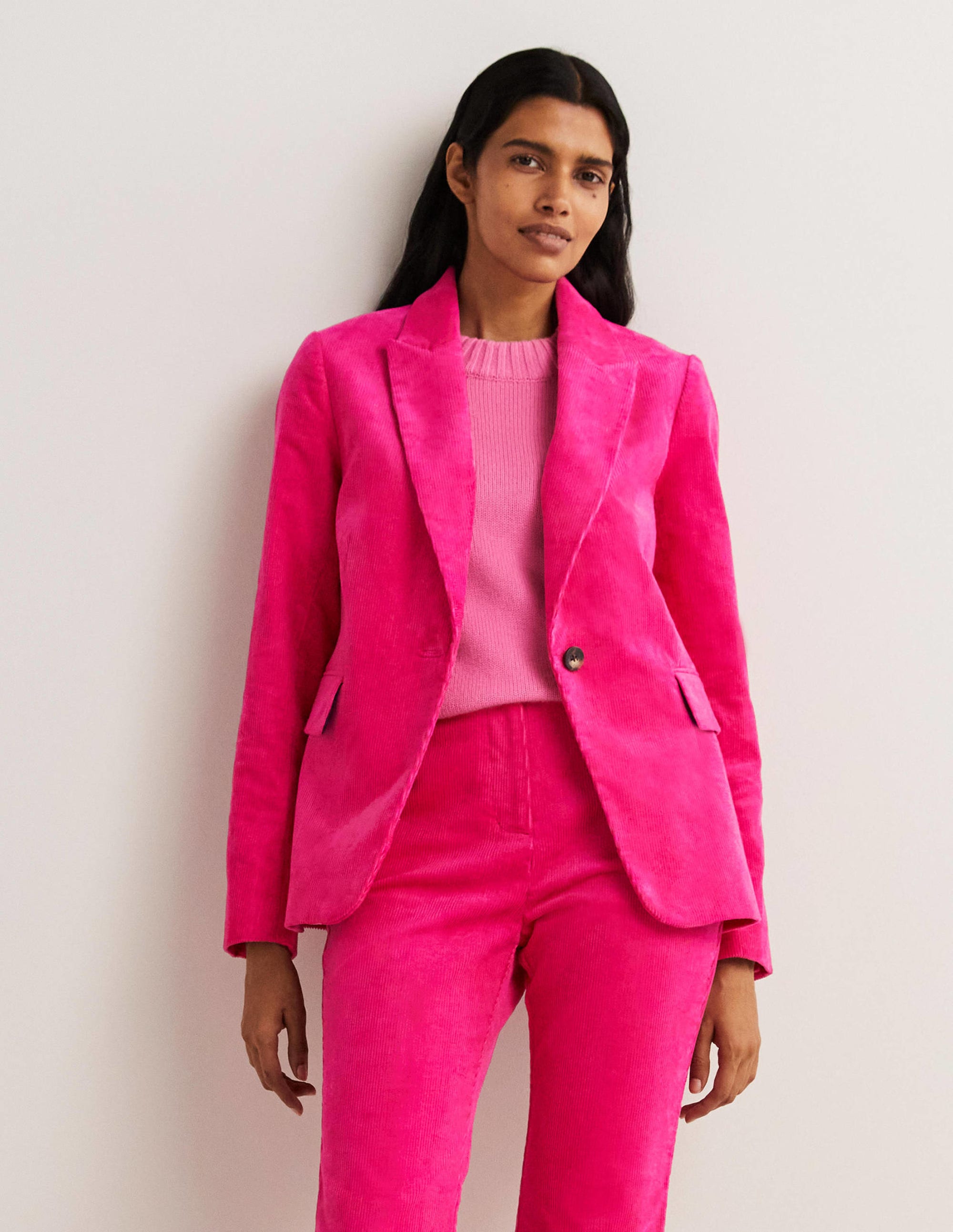 Fitted Corduroy Blazer-Wild Watermelon Pink - Image 6