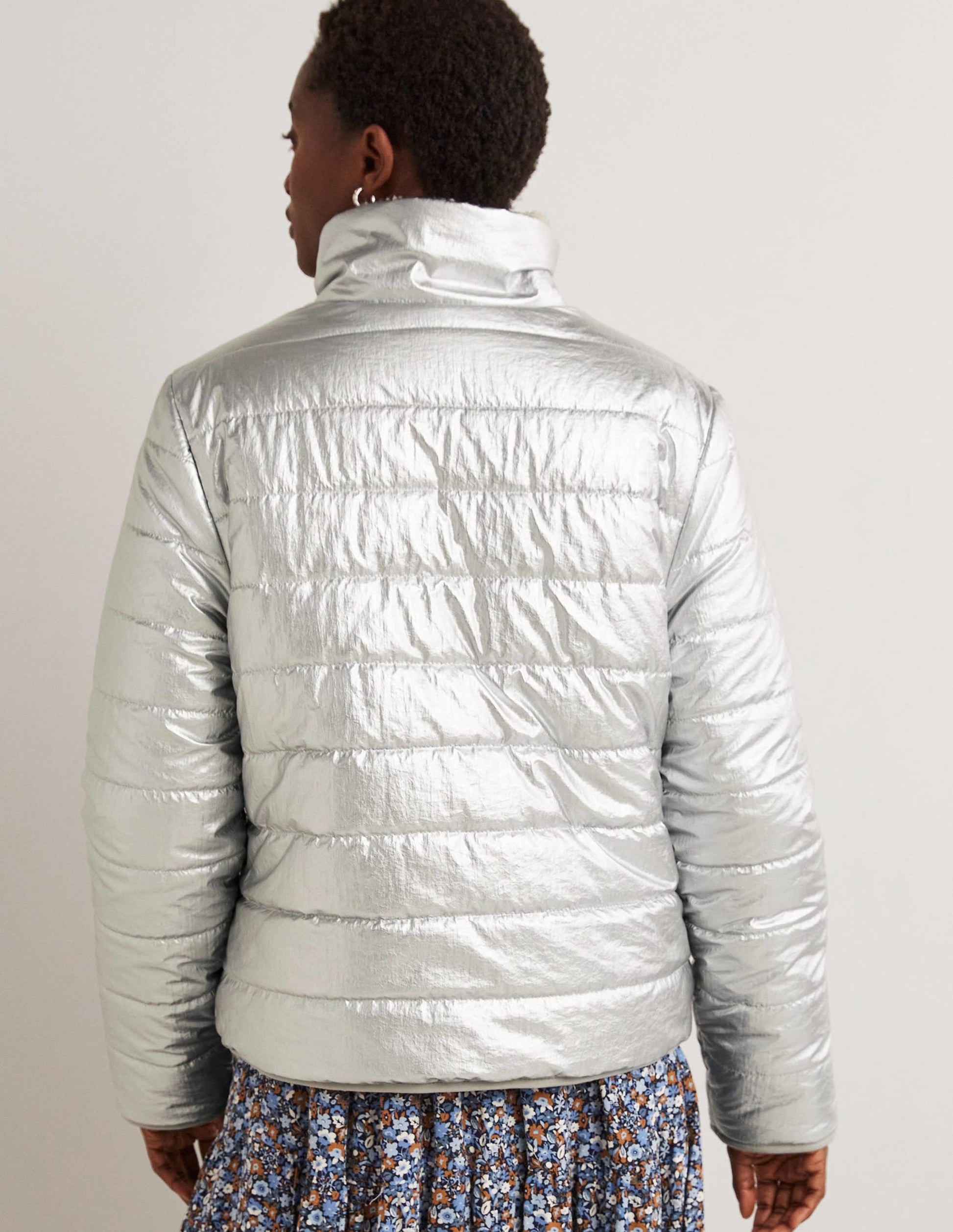 Reversible Borg Puffer Jacket-Silver Metallic-3