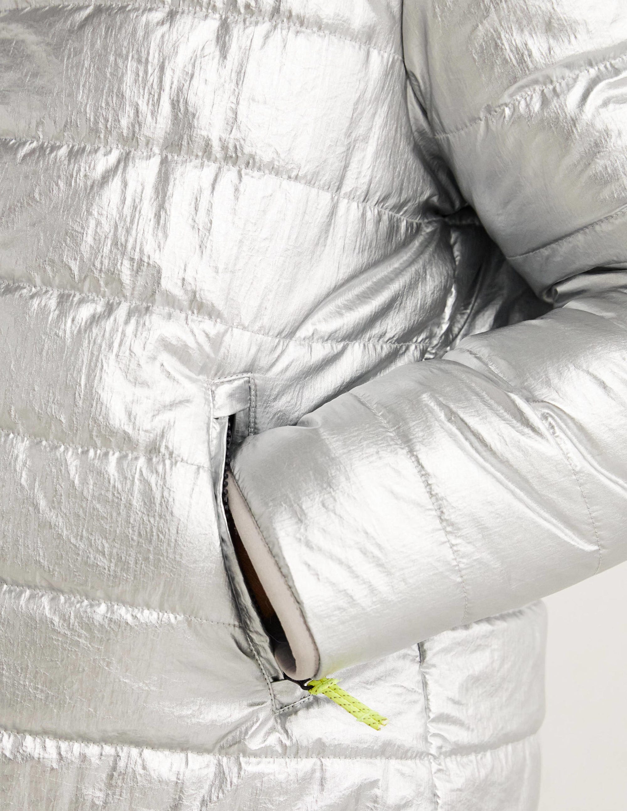 Reversible Borg Puffer Jacket-Silver Metallic - Image 4
