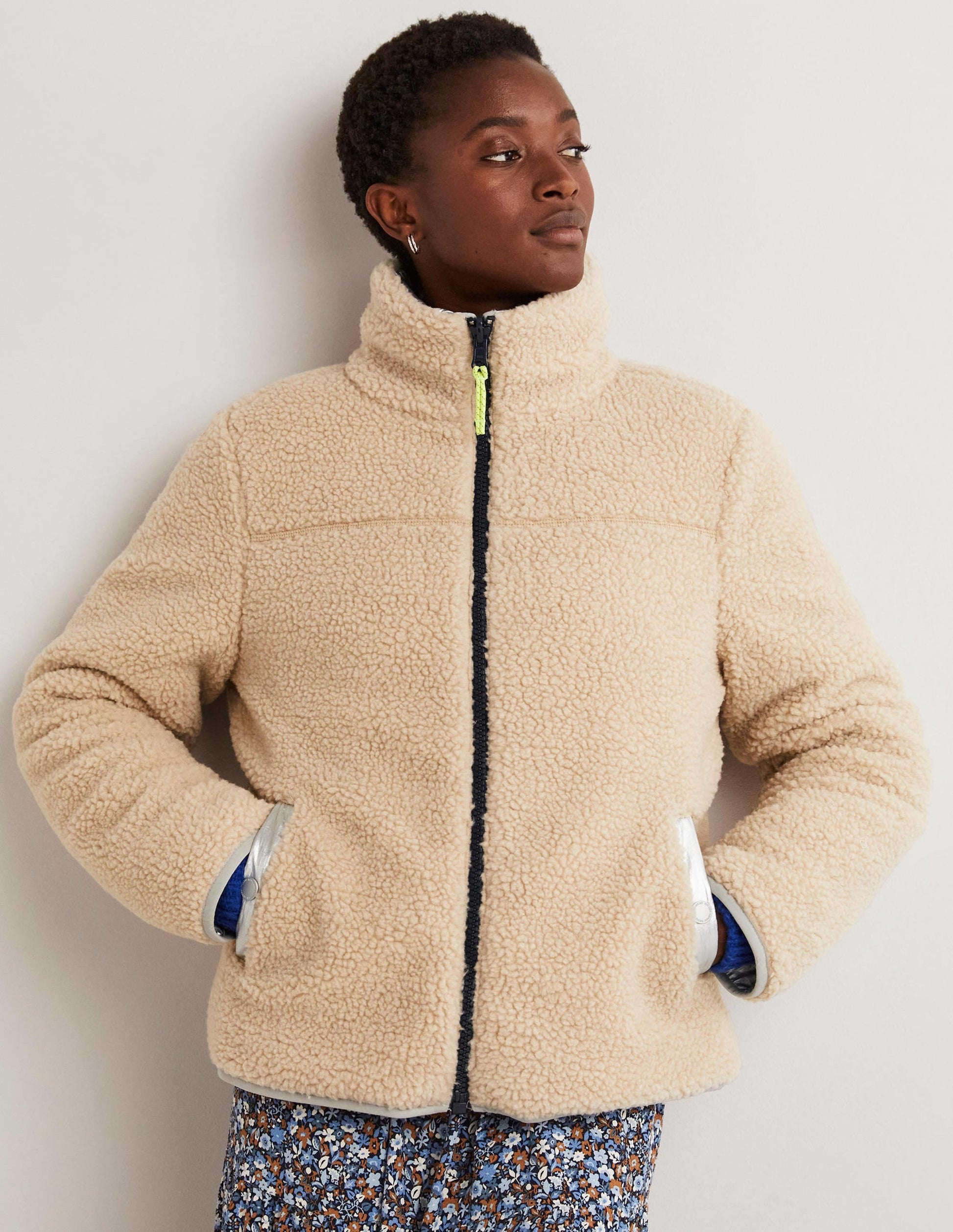 Reversible Borg Puffer Jacket-Silver Metallic-6
