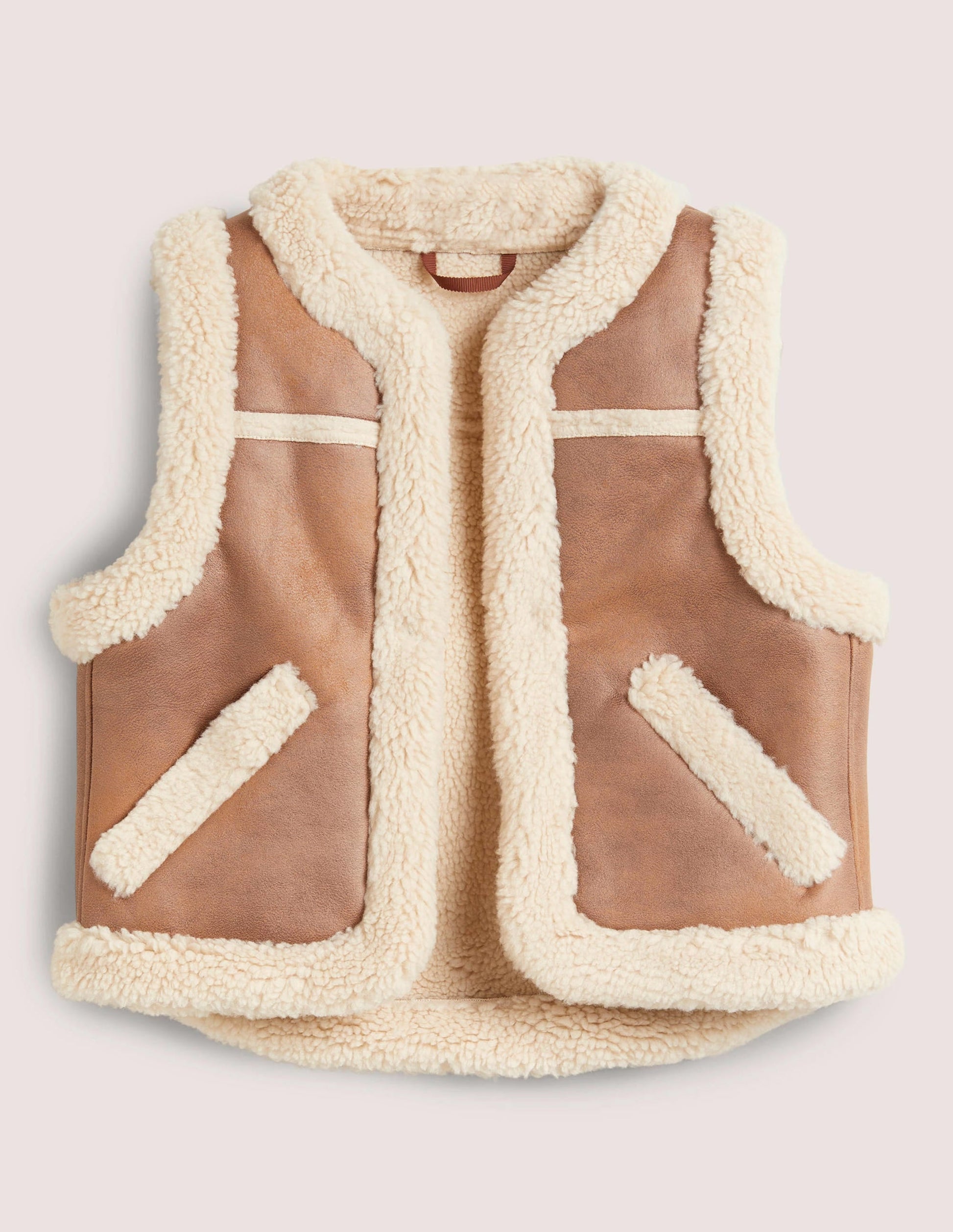 Faux Shearling Gilet-Fudge-6