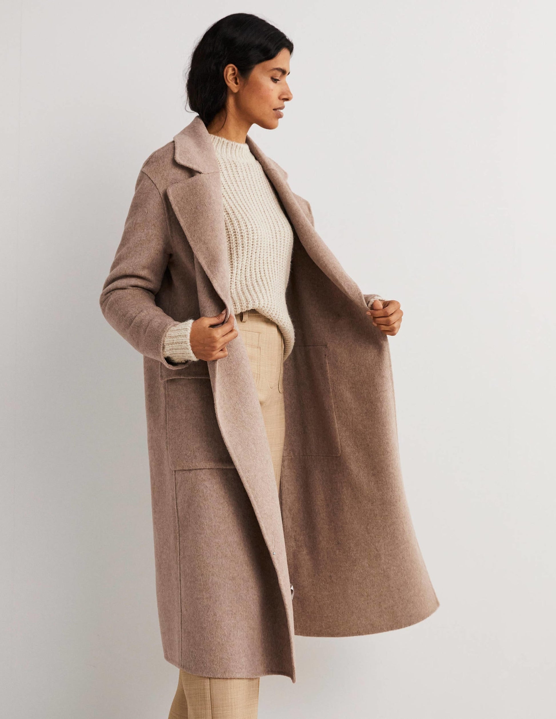 Double Faced Wool Coat-Oatmeal Melange-4