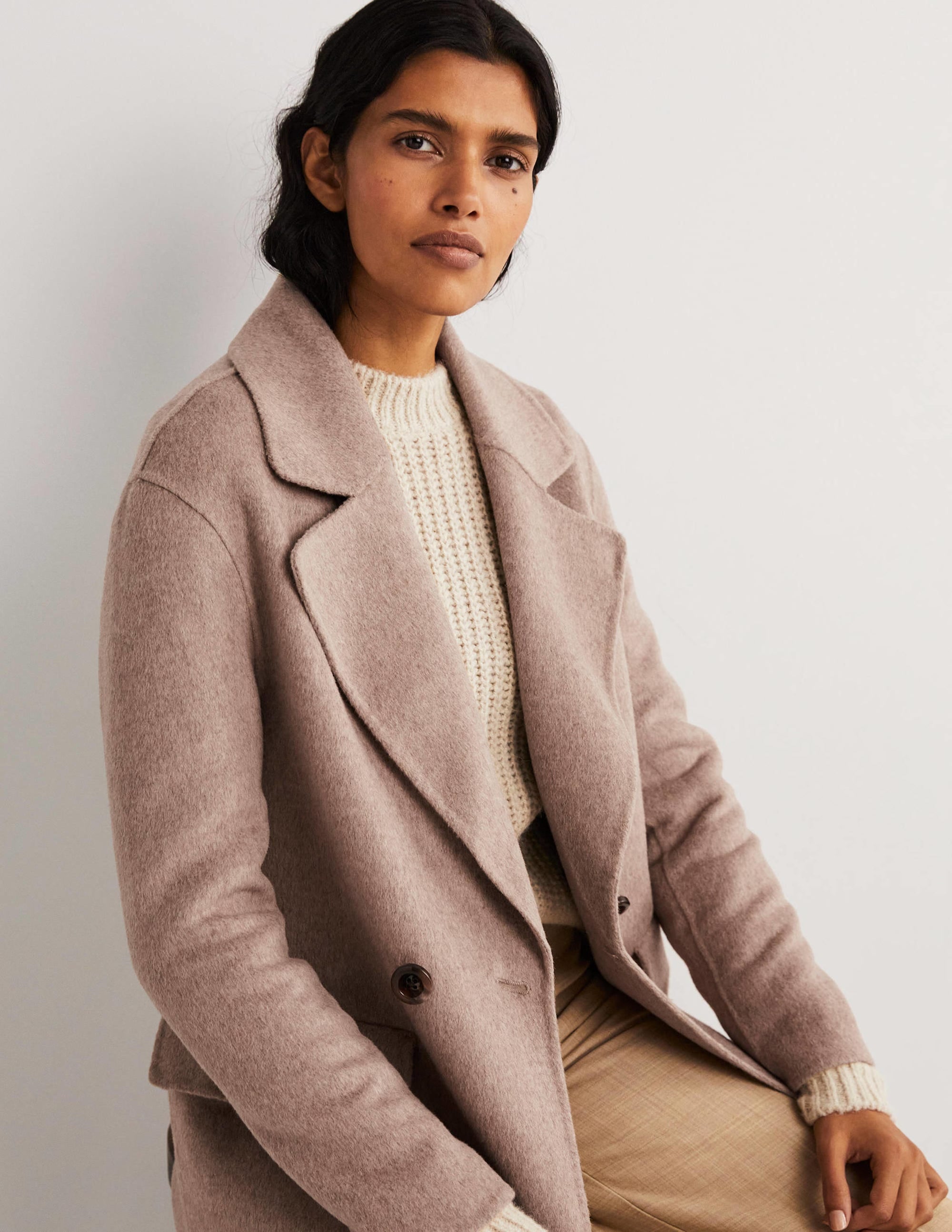 Double Faced Wool Coat-Oatmeal Melange - Image 5