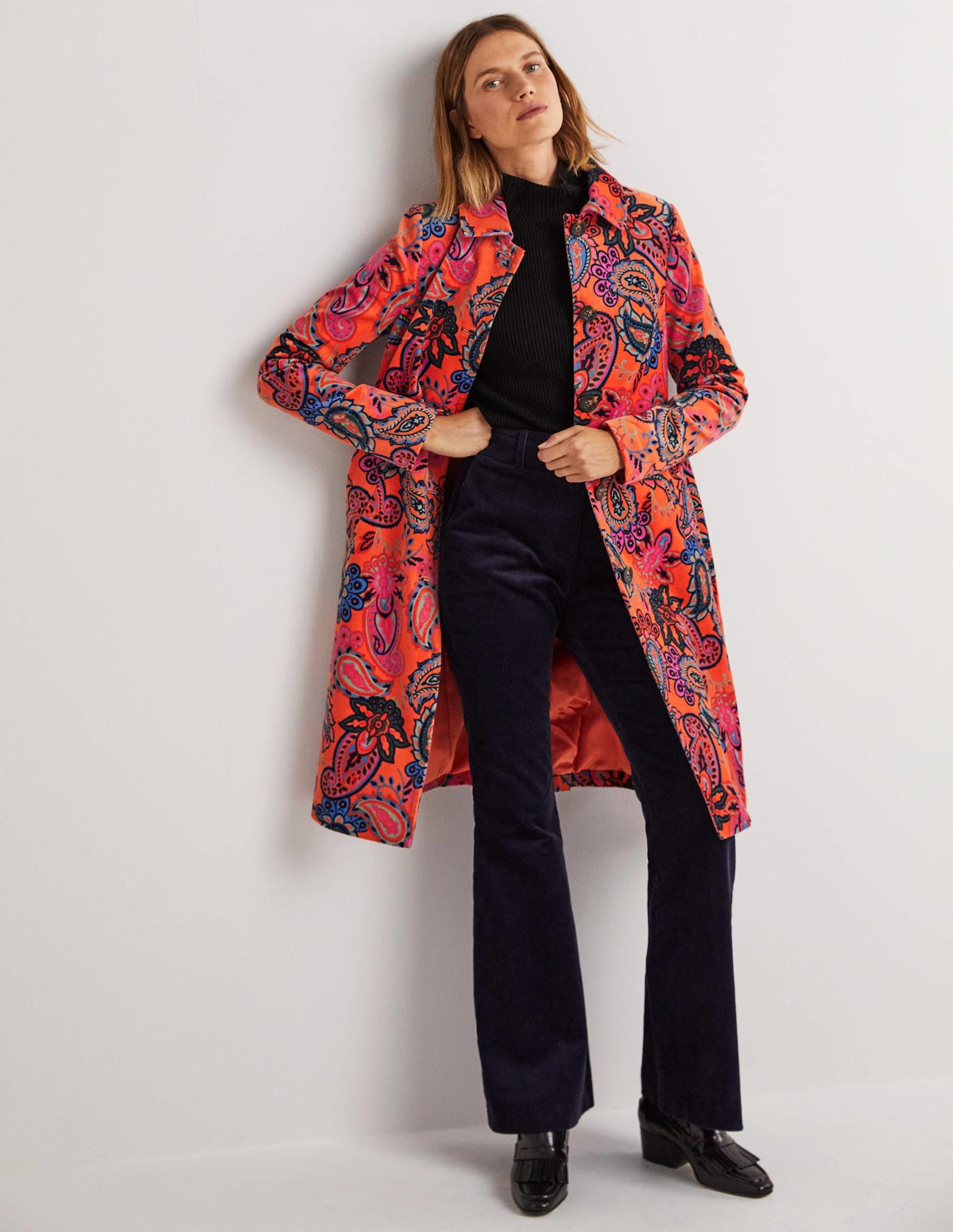 Elizabeth Velvet Coat-Dusty Orange, Paisley Charm-1