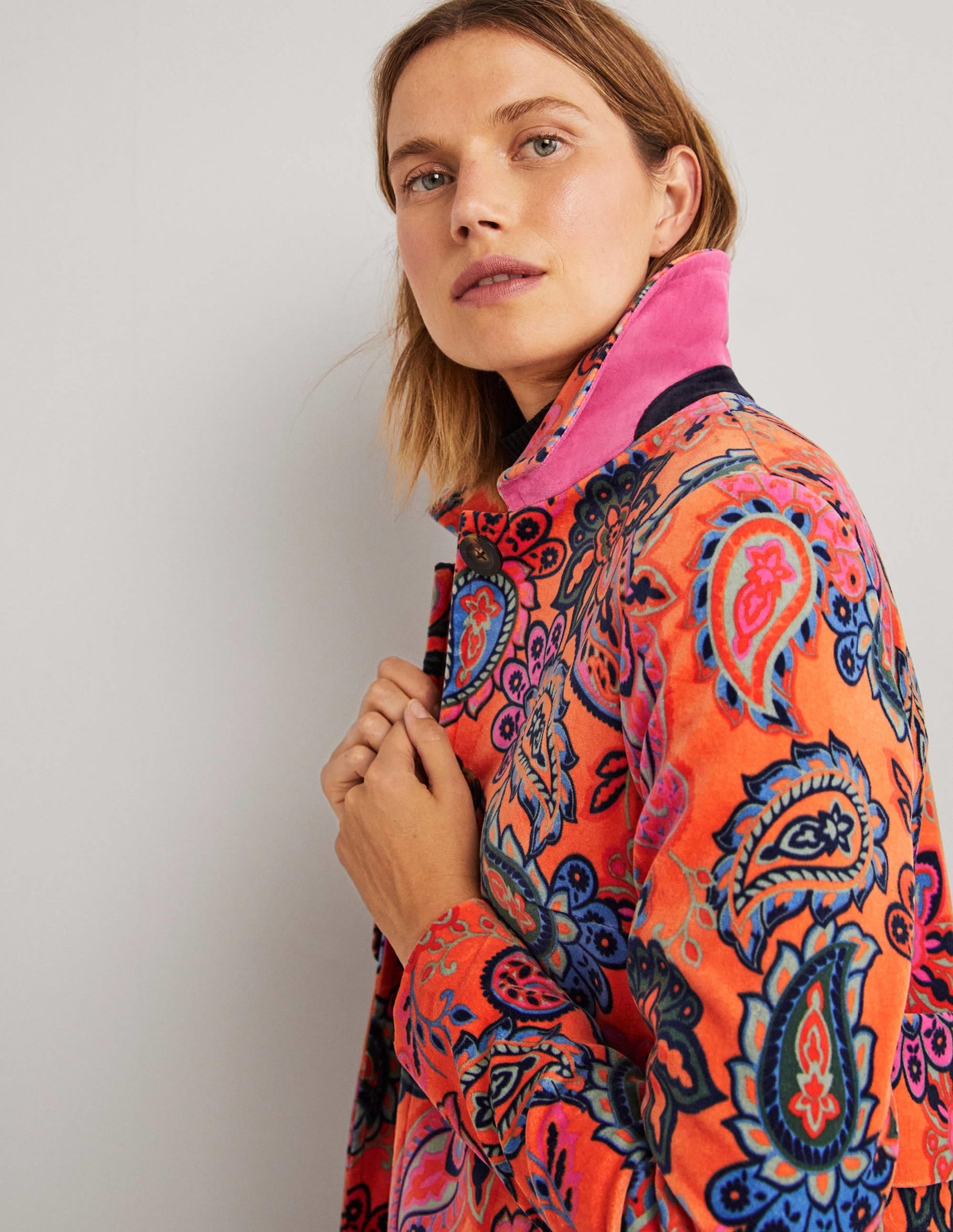 Elizabeth Velvet Coat-Dusty Orange, Paisley Charm-2