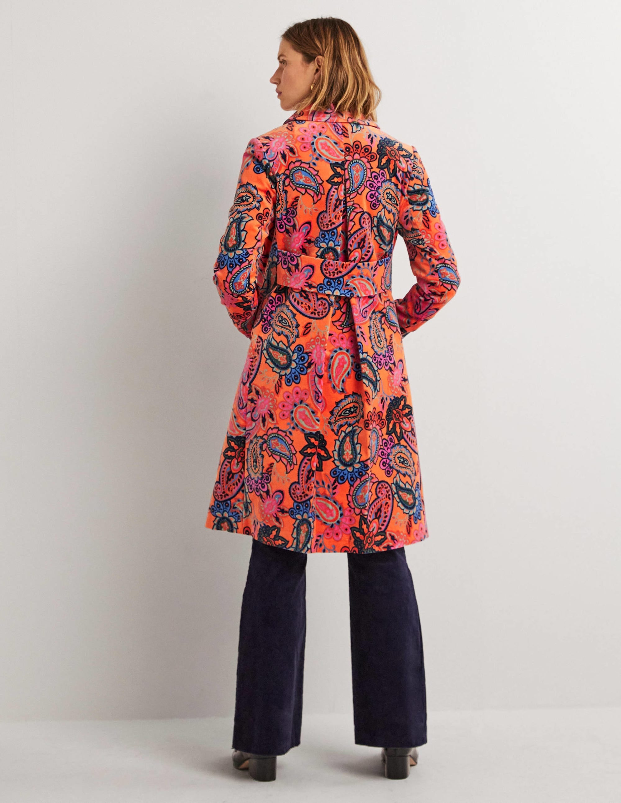 Elizabeth Velvet Coat-Dusty Orange, Paisley Charm - Image 3
