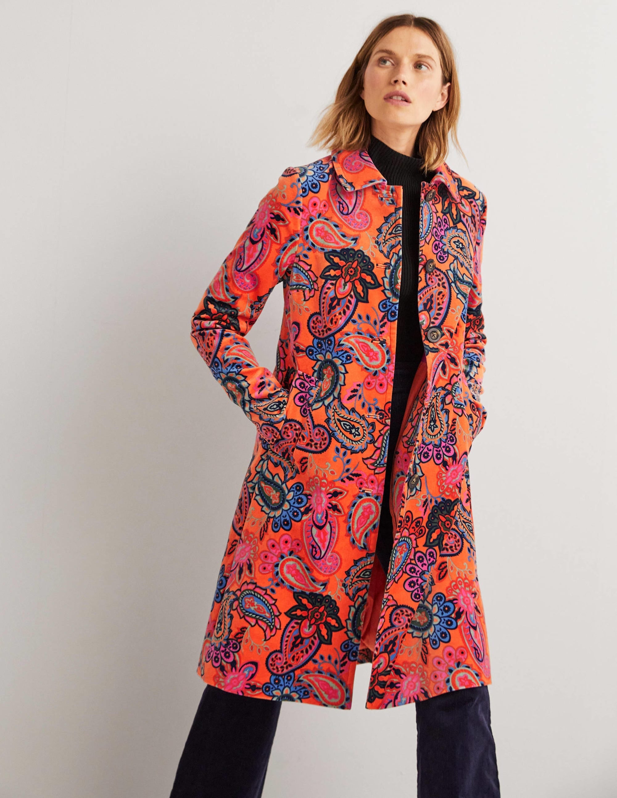Elizabeth Velvet Coat-Dusty Orange, Paisley Charm - Image 4