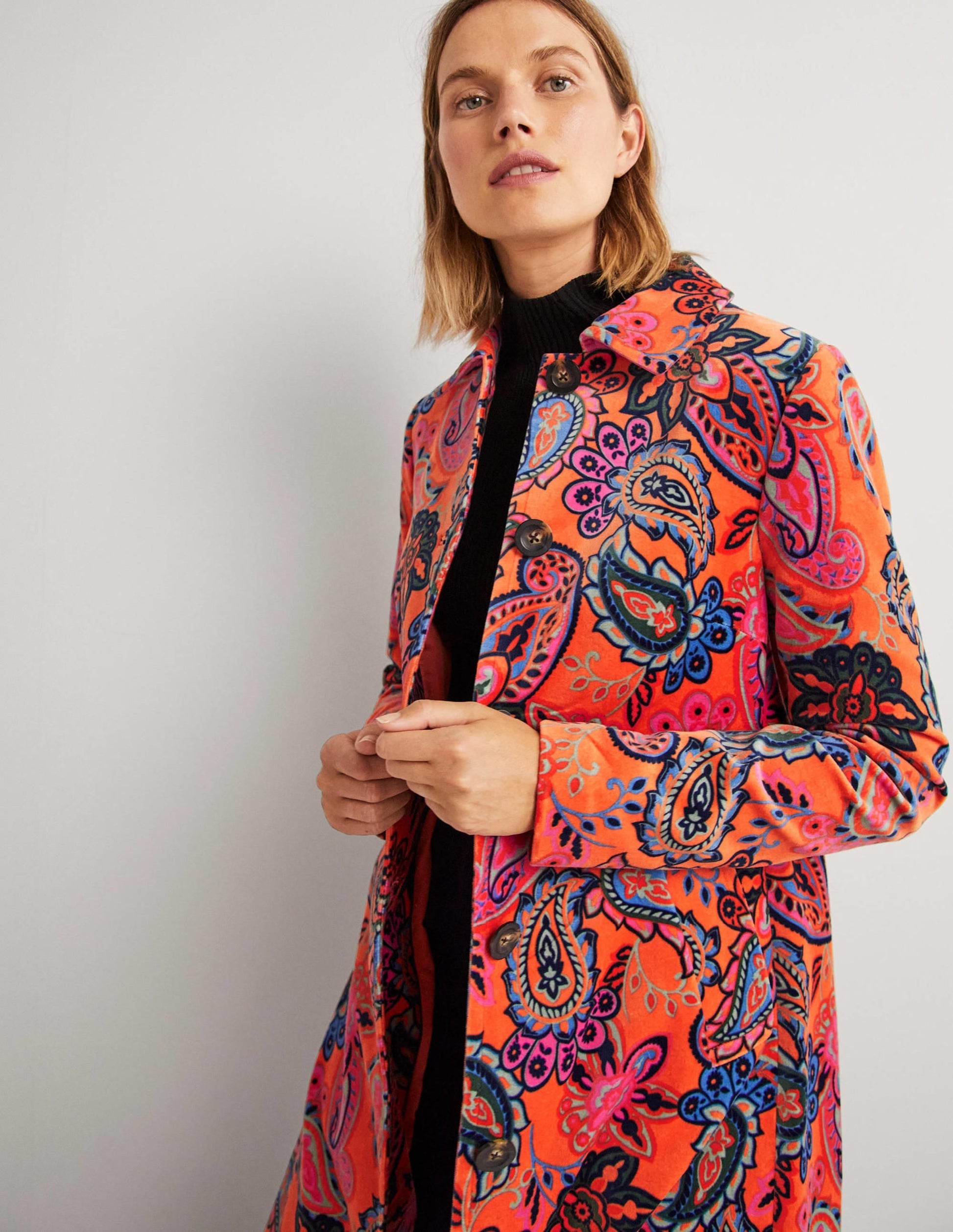Elizabeth Velvet Coat-Dusty Orange, Paisley Charm-6