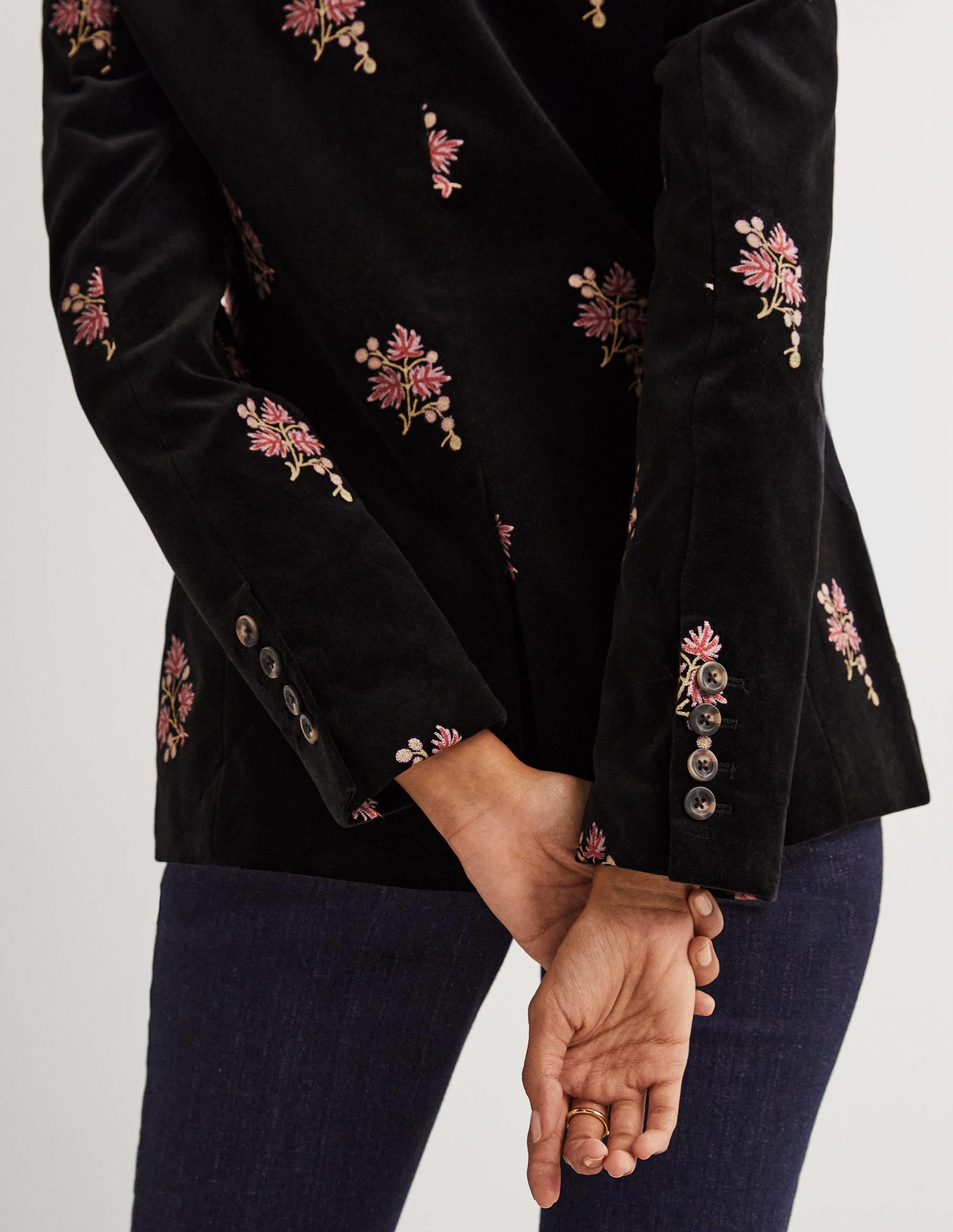 70s Tailored Blazer-Black, Embroidered - Image 2