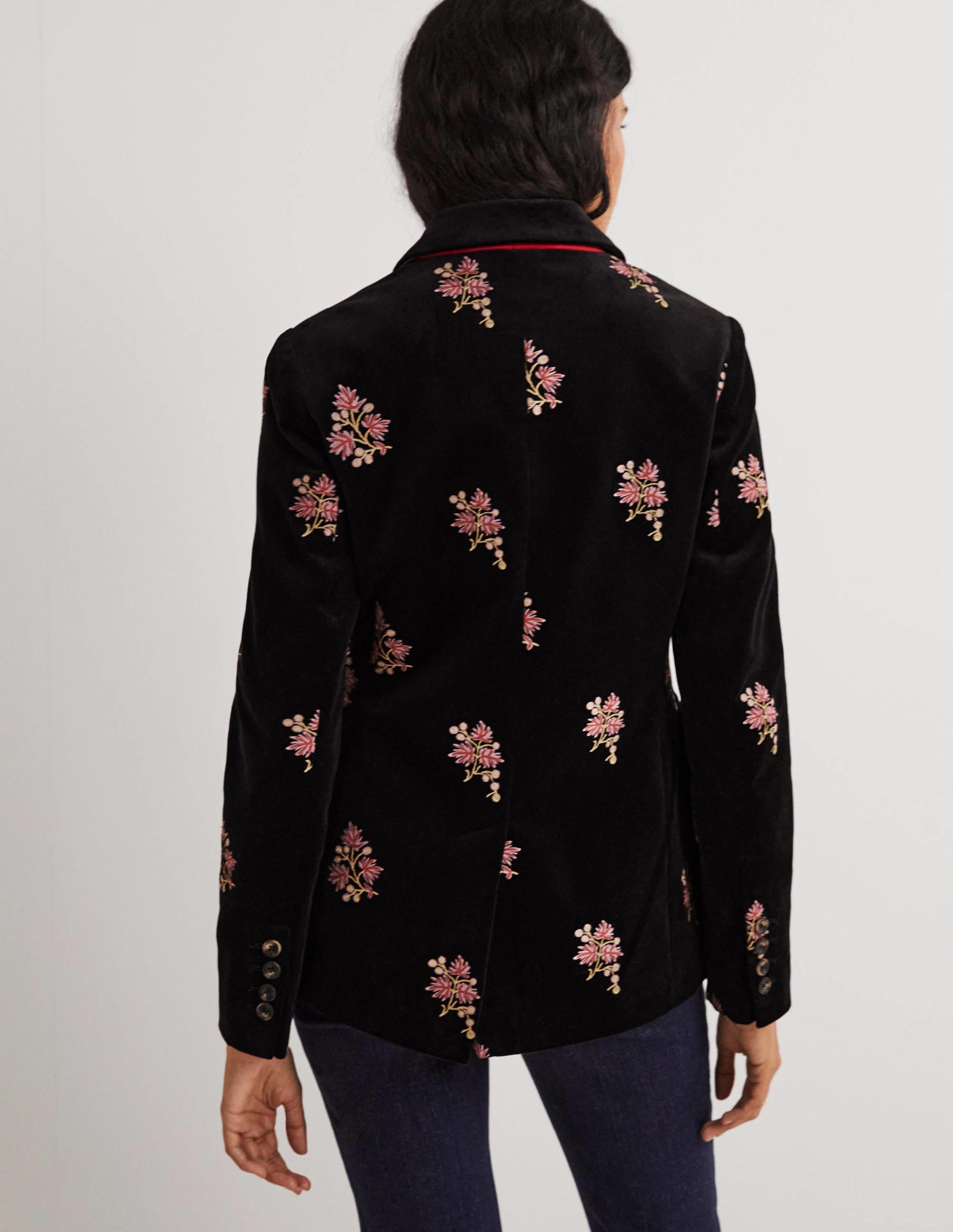 70s Tailored Blazer-Black, Embroidered - Image 3