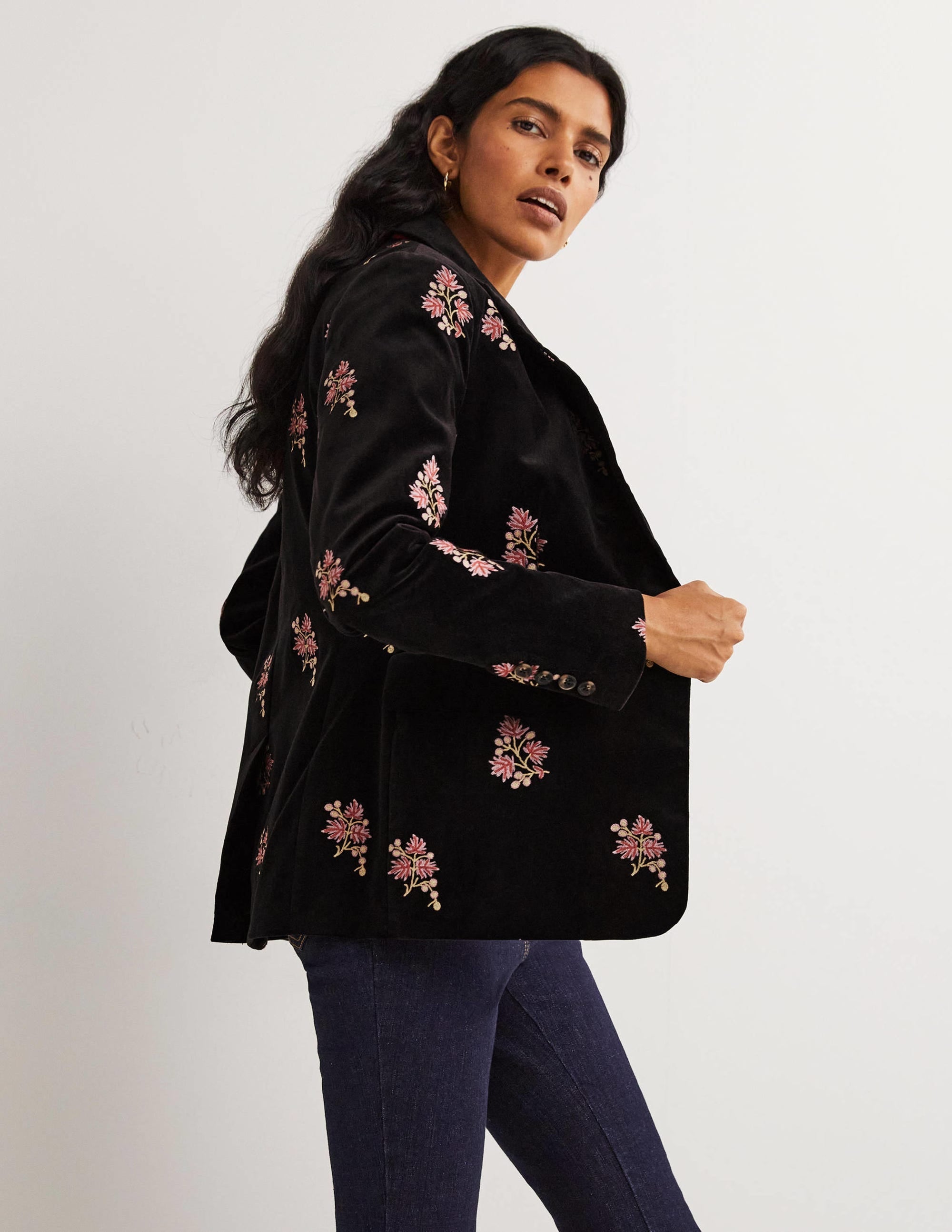 70s Tailored Blazer-Black, Embroidered - Image 4