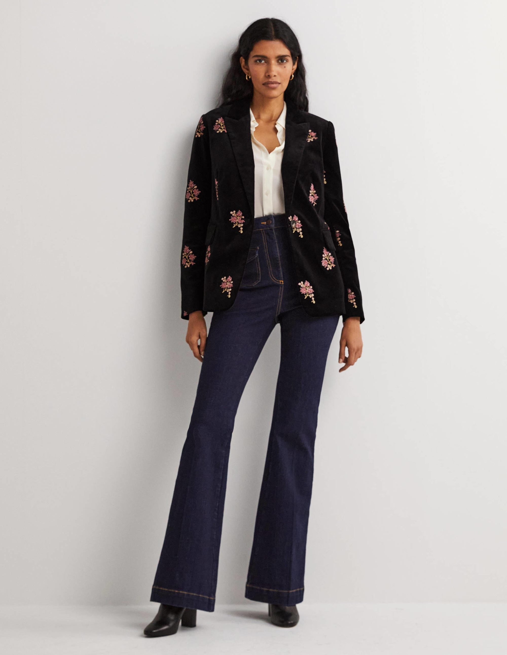 70s Tailored Blazer-Black, Embroidered - Image 5