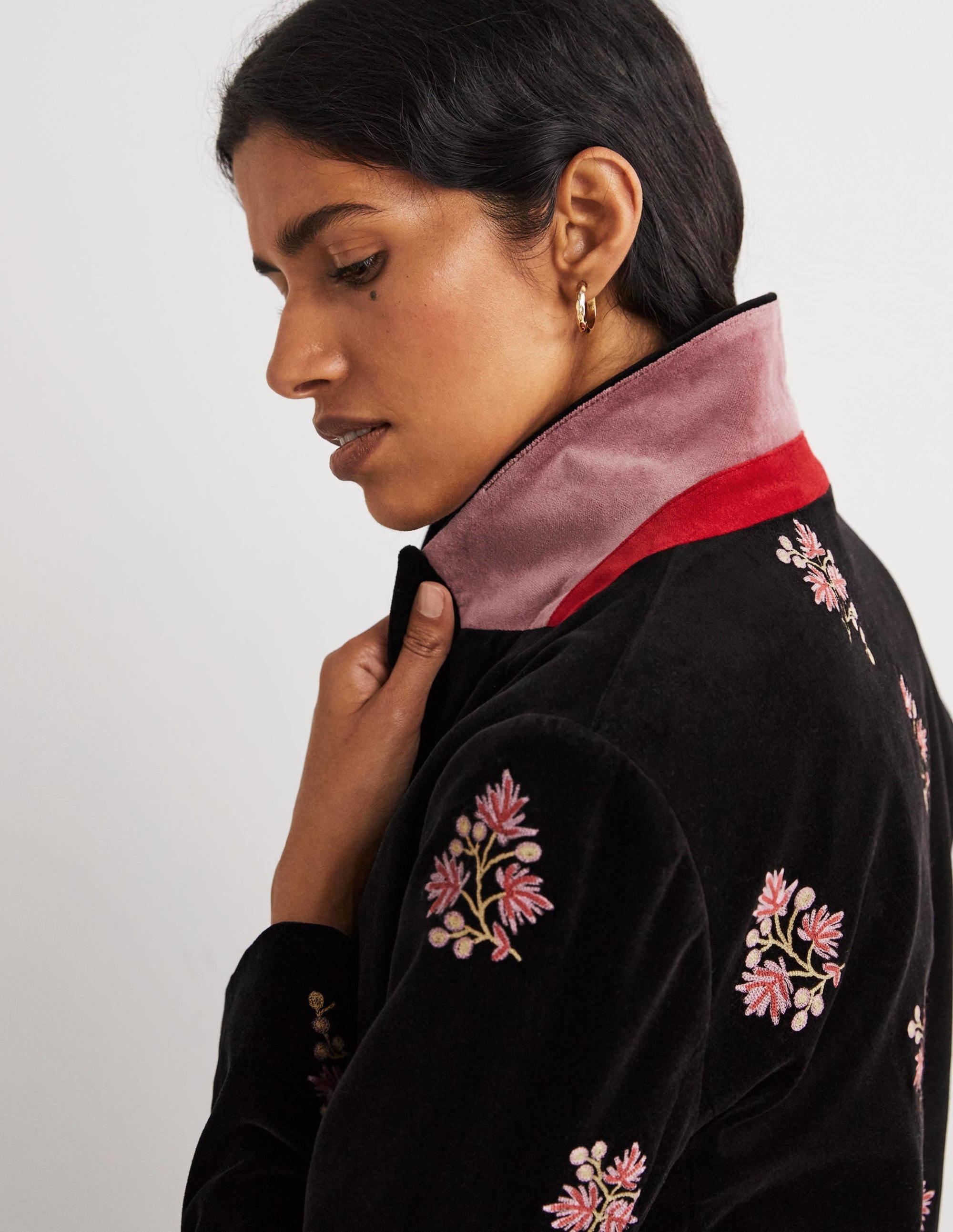 70s Tailored Blazer-Black, Embroidered - Image 6