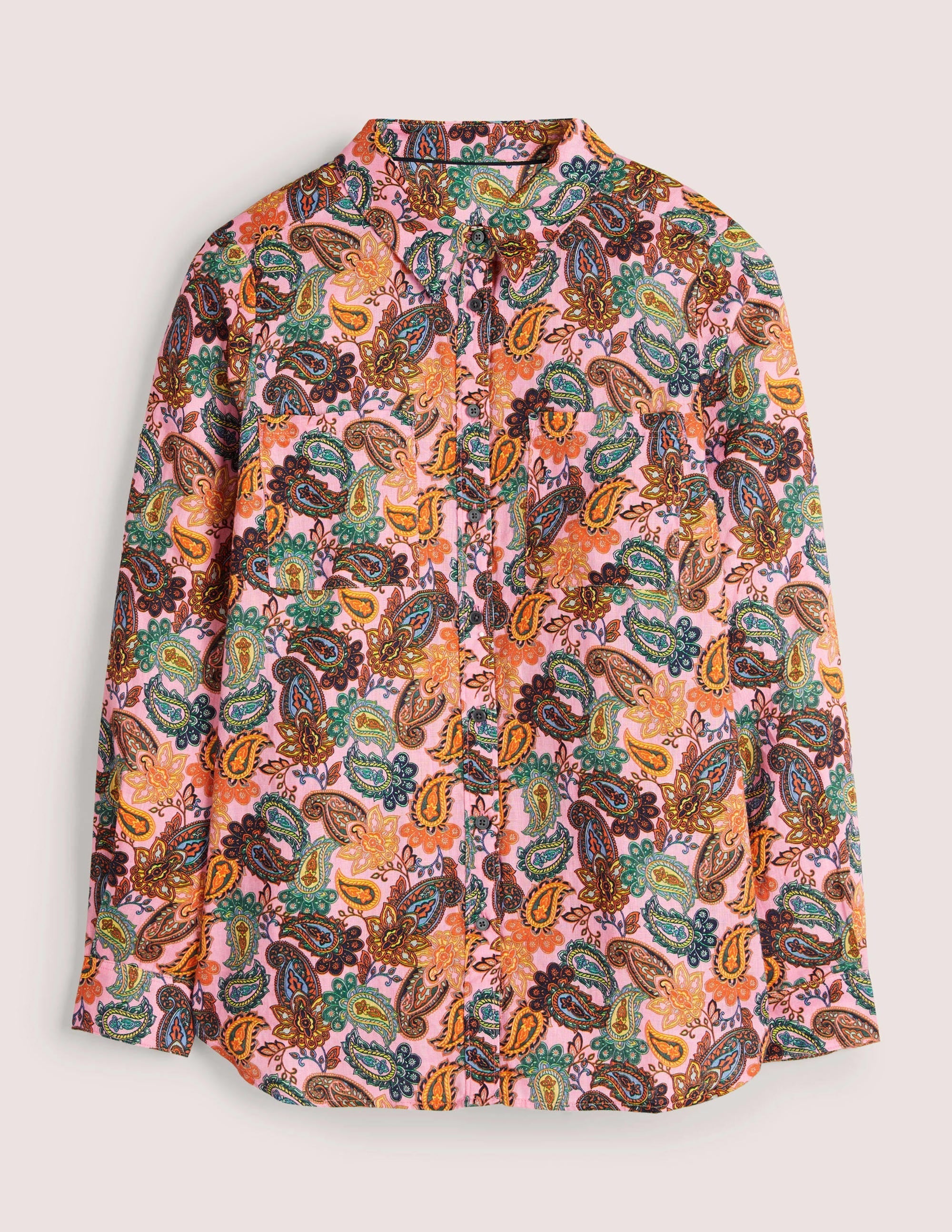 Linen Shirt-Cherry Blossom, Paisley Charm - Image 6