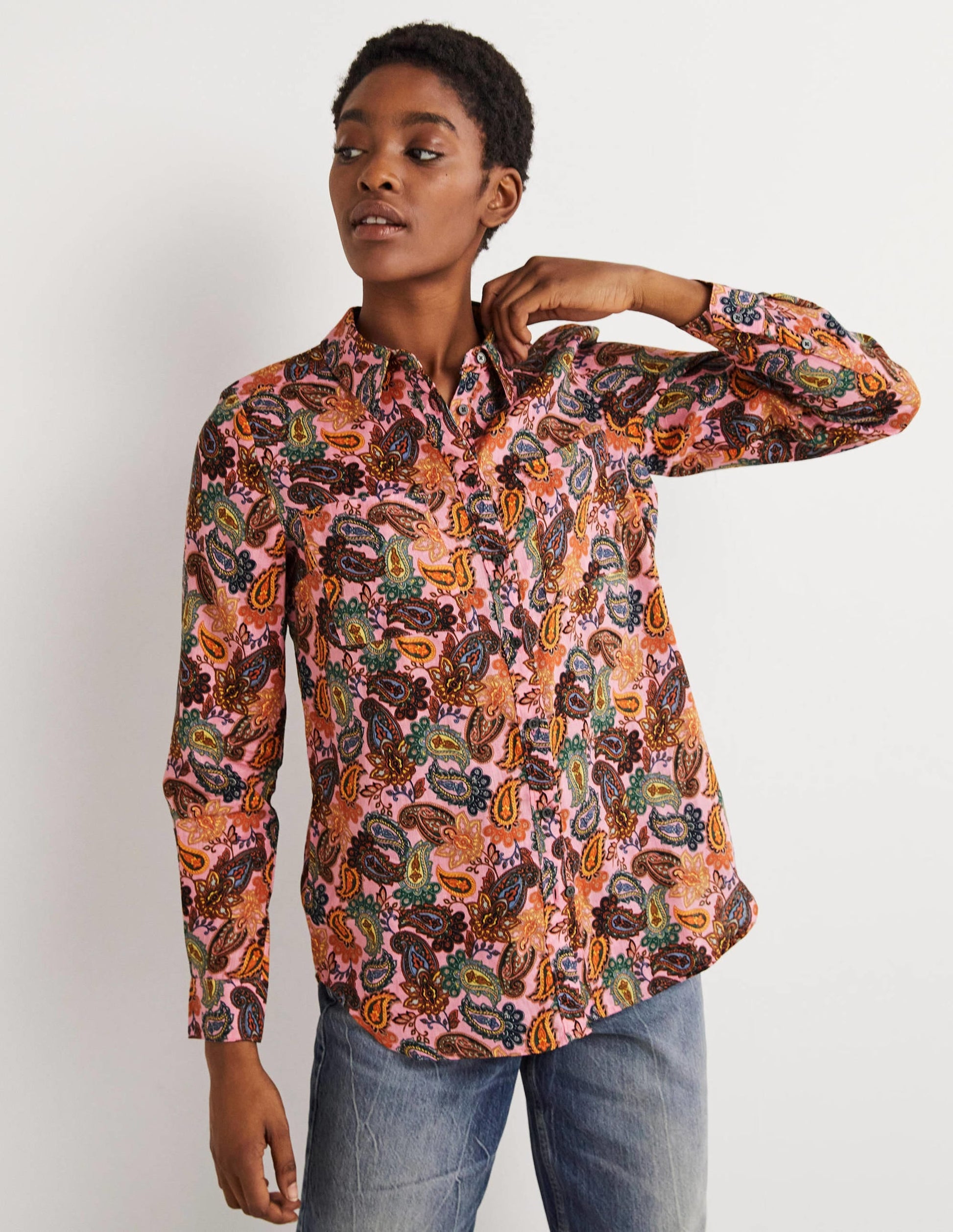 Linen Shirt-Cherry Blossom, Paisley Charm-1