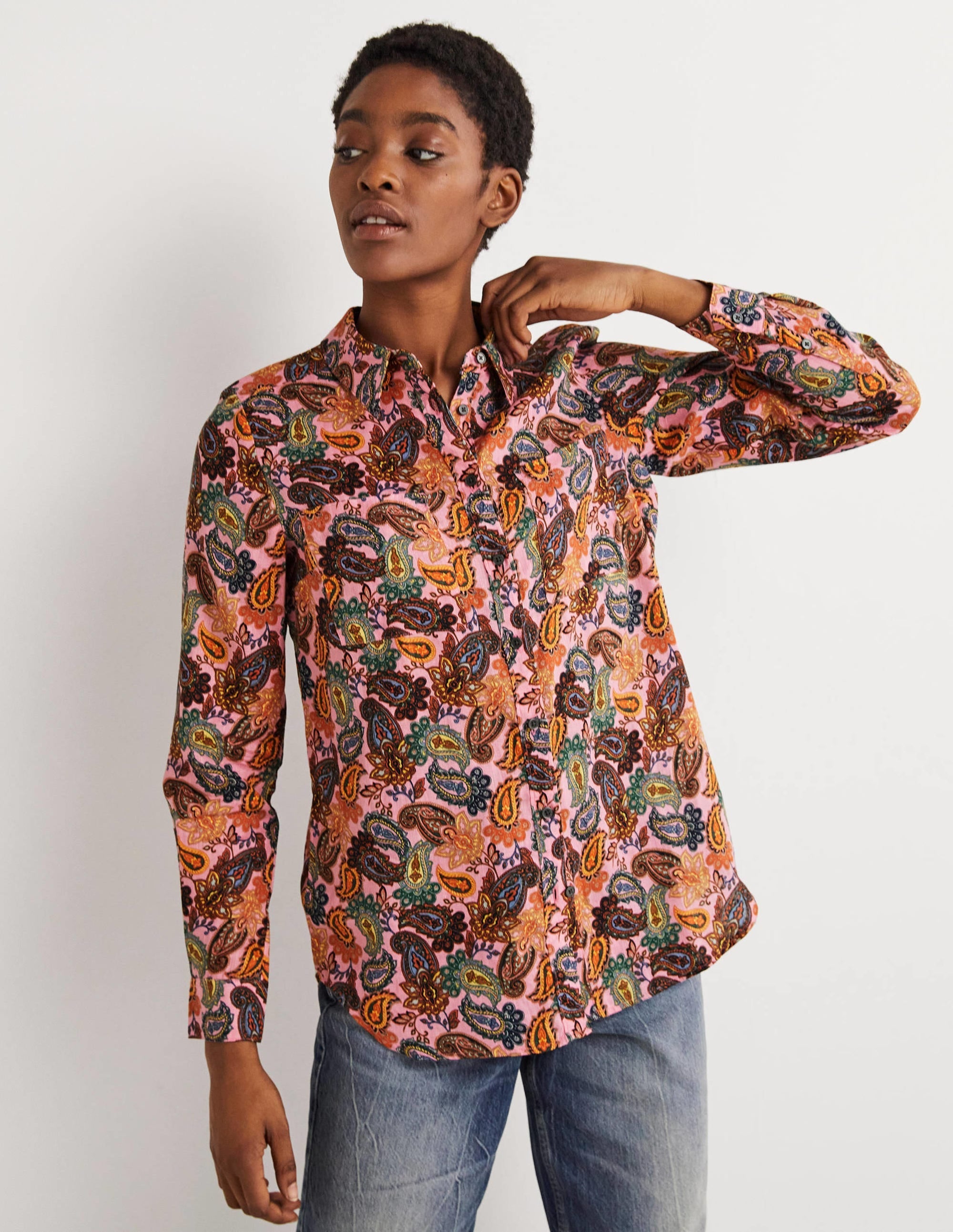 Linen Shirt-Cherry Blossom, Paisley Charm - Image 1