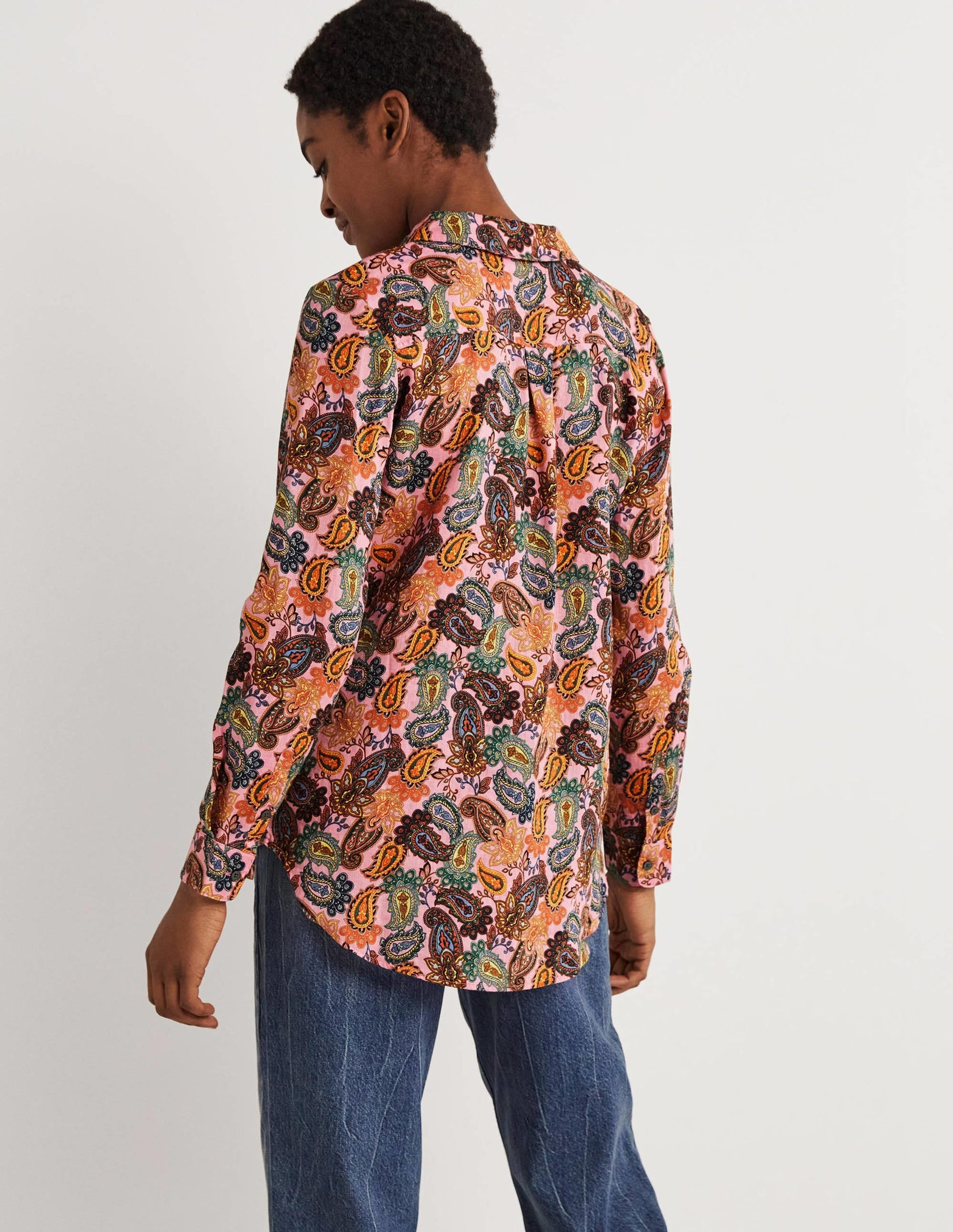 Linen Shirt-Cherry Blossom, Paisley Charm-3