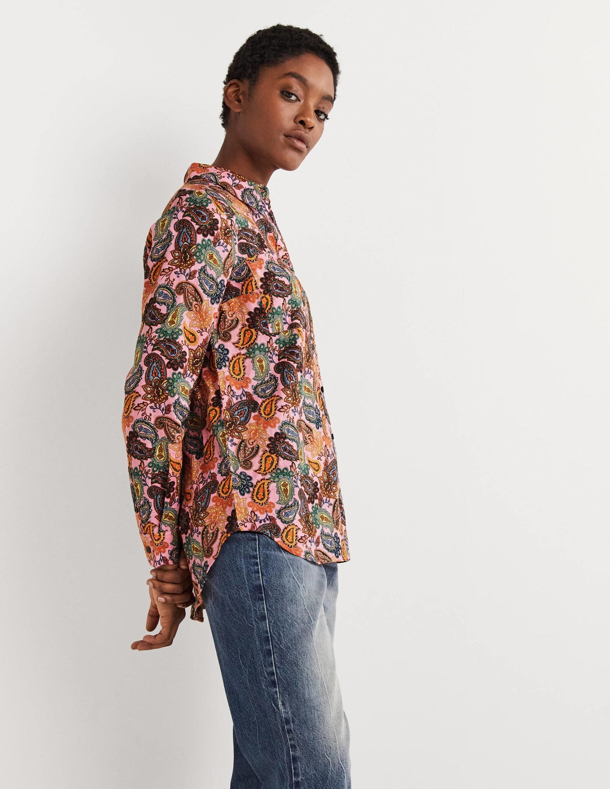 Linen Shirt-Cherry Blossom, Paisley Charm-4