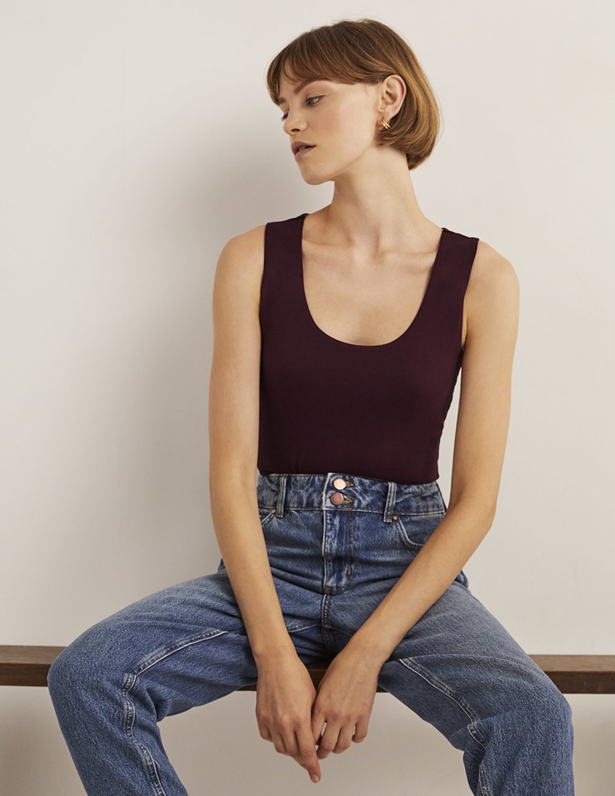 Double Layer Front Vest-Mulled Wine Purple - Image 1