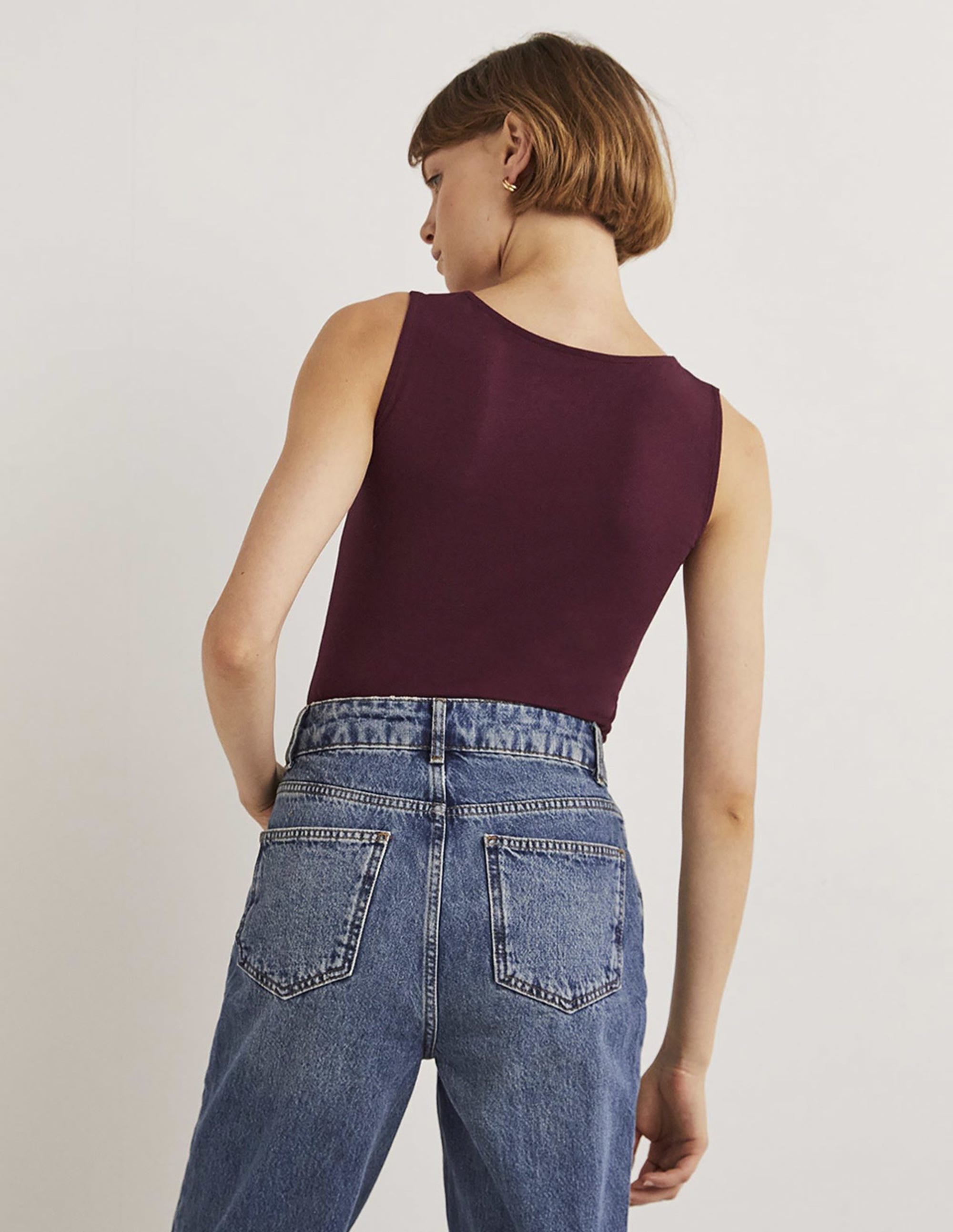 Double Layer Front Vest-Mulled Wine Purple - Image 3