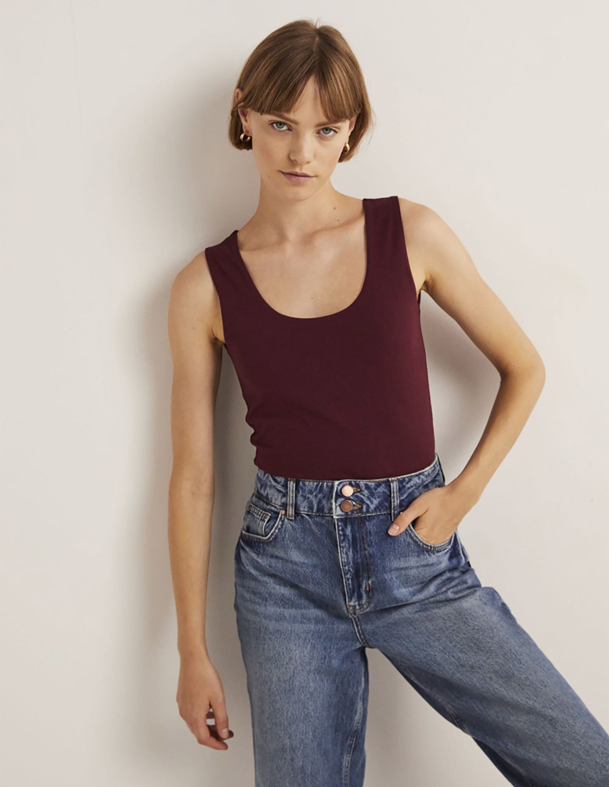 Double Layer Front Vest-Mulled Wine Purple - Image 4