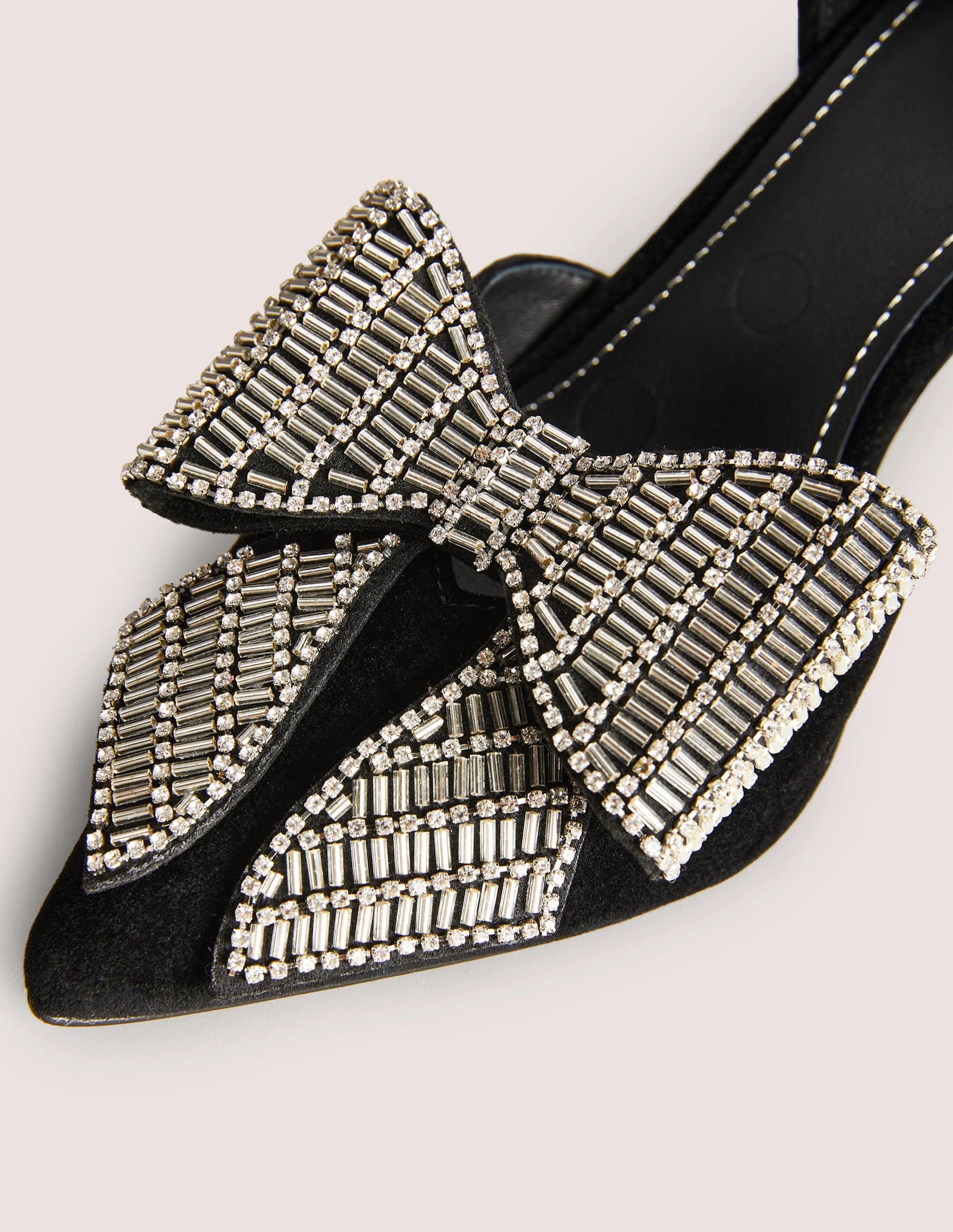 Bow Embellished Heeled Courts-Black Velvet - Image 7