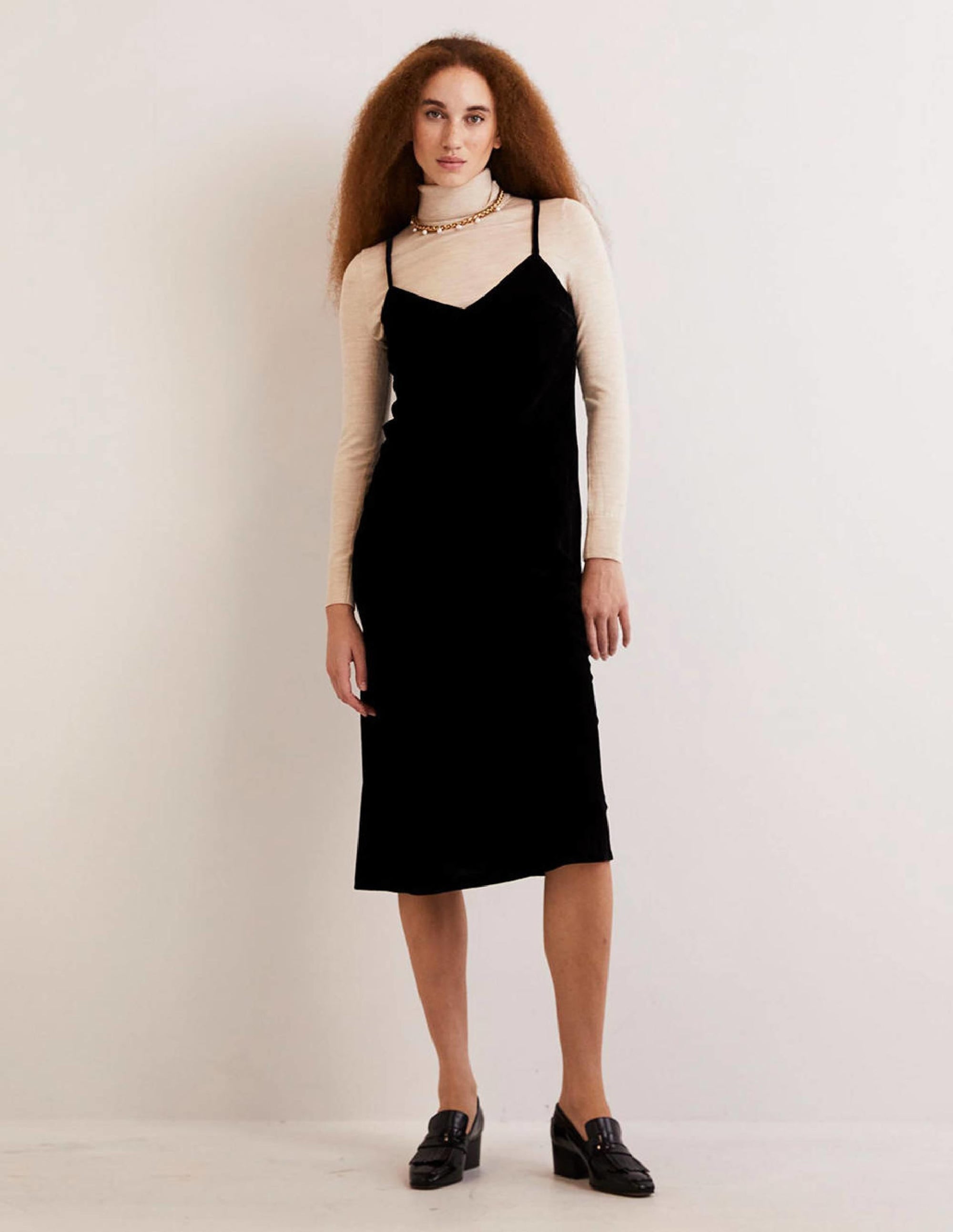 Velvet Slip Dress-Black - Image 1