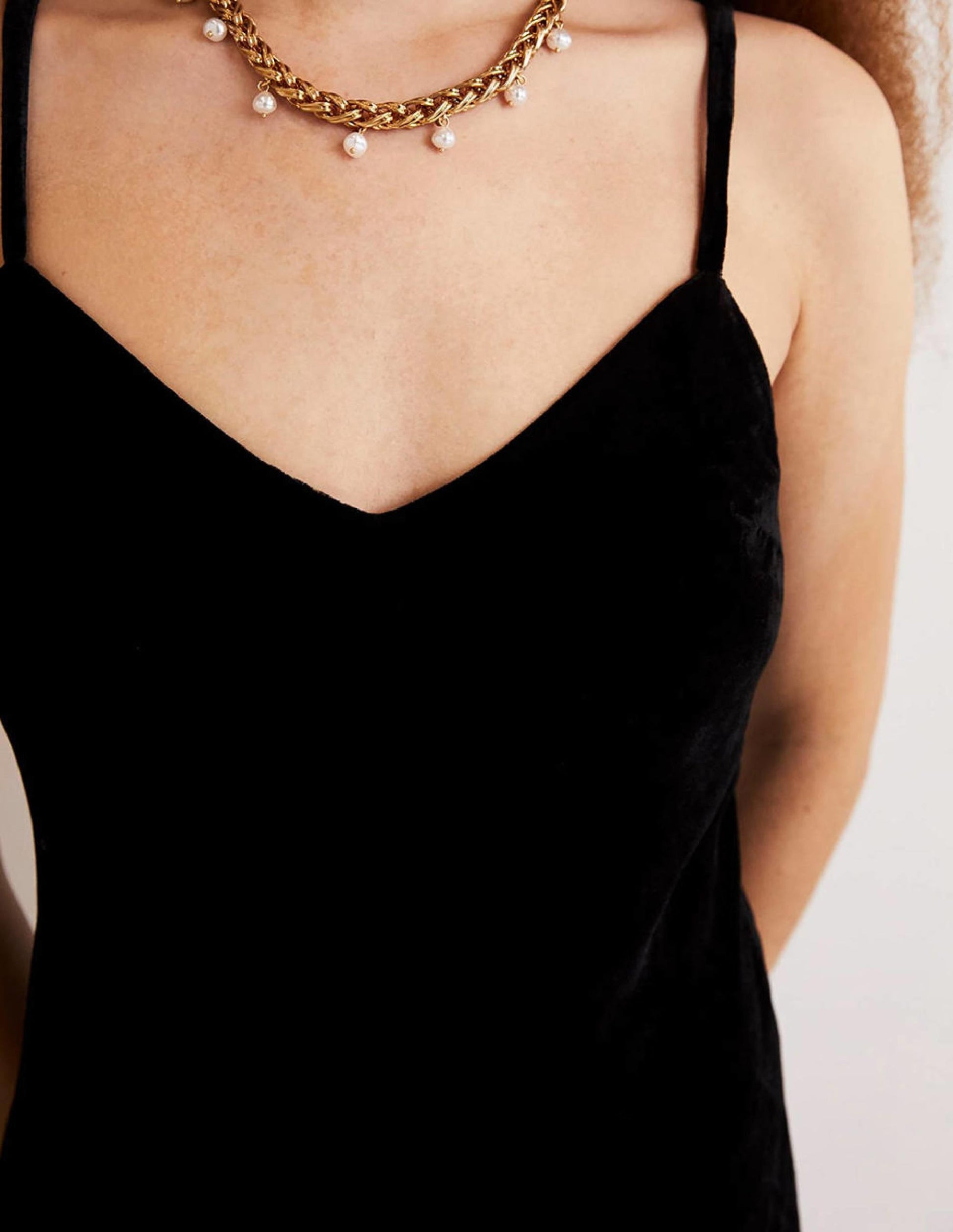 Velvet Slip Dress-Black-2