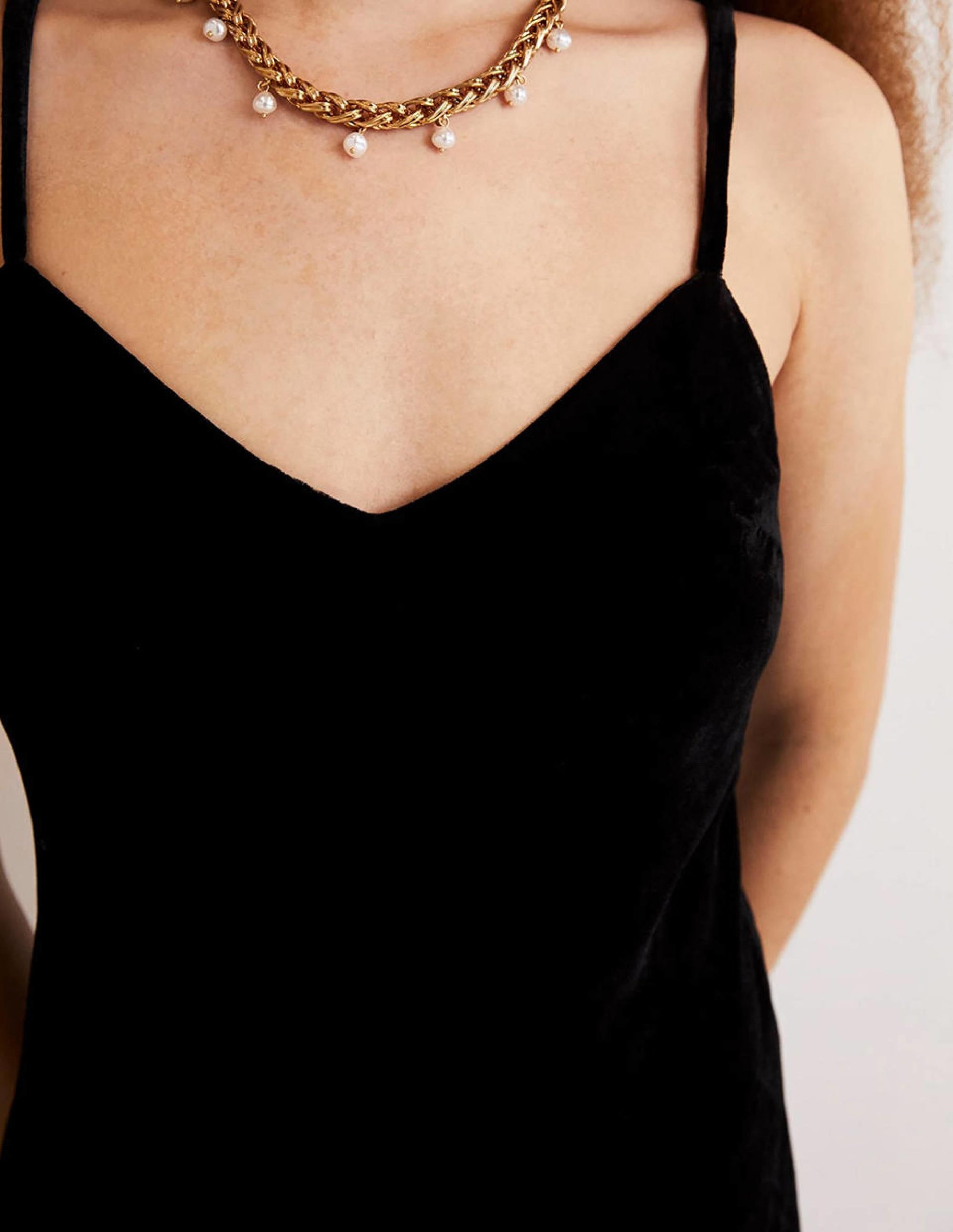 Velvet Slip Dress-Black - Image 2
