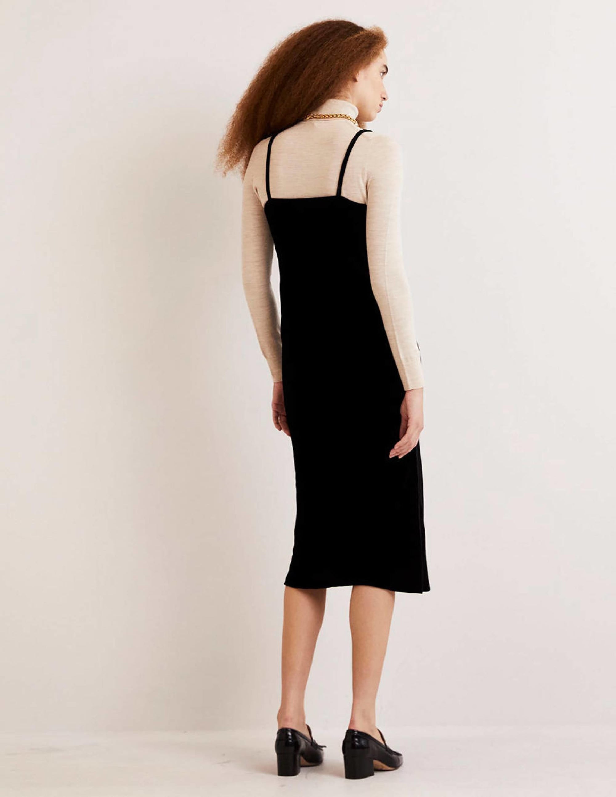 Velvet Slip Dress-Black - Image 3